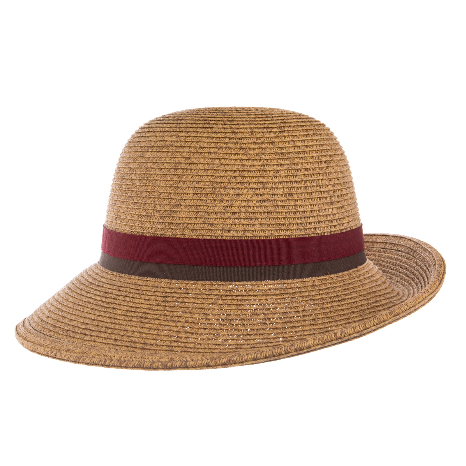 This packable natural straw braid hat is perfect for a day at the beach, or a weekend getaway. It can be thrown into your purse or suitcase, and it will retain its shape. This is a casual version of a classic 1920's style hat and has an effortlessly chic look. Adjustable inner band (inside circumference: 22").