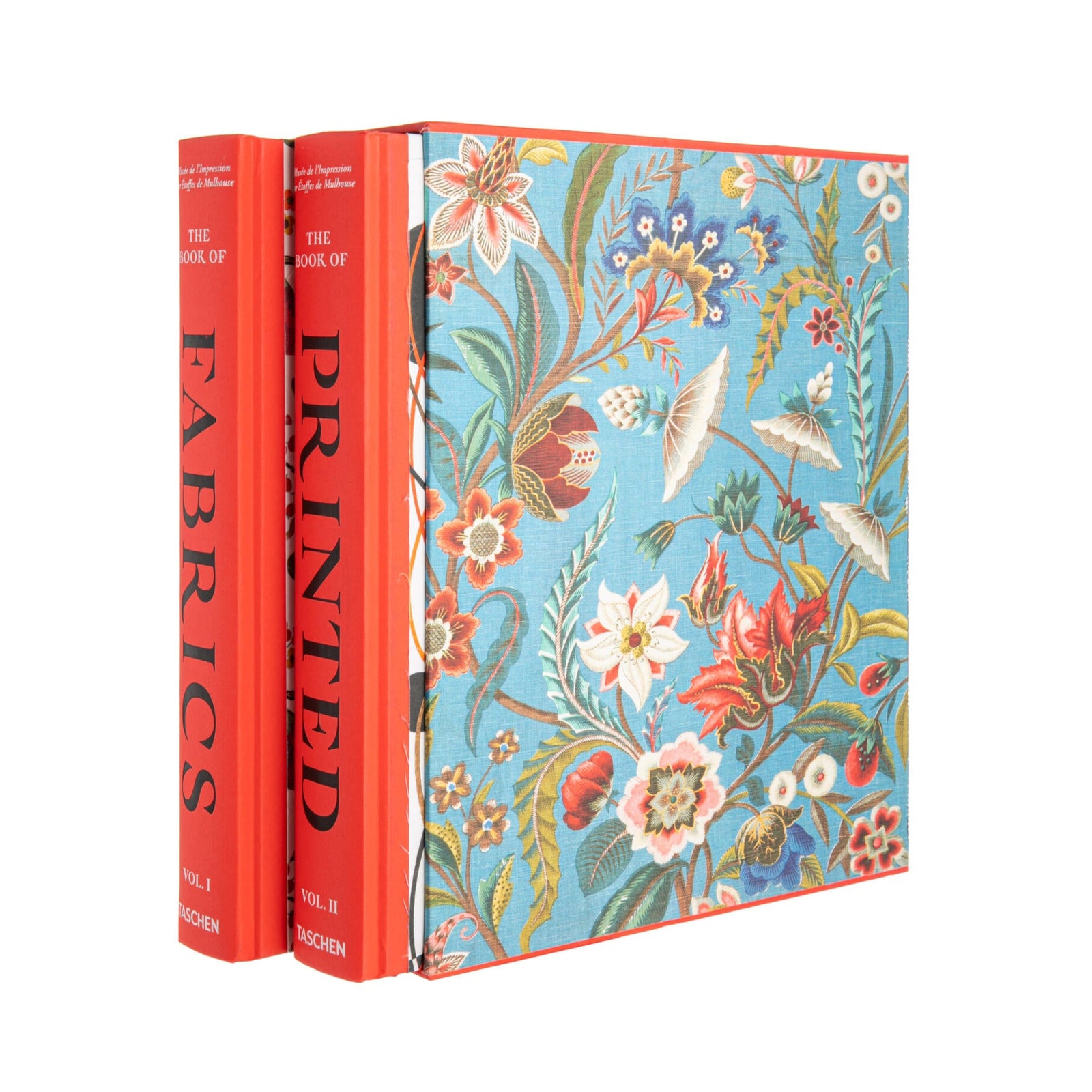 Two books with floral design on a white background