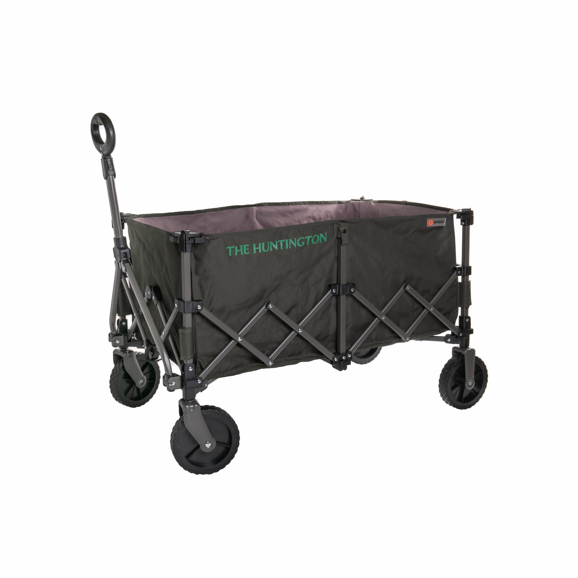 Haul plants, flea market finds, four-legged friends, and more with our deluxe, foldable Huntington cart. This sturdy cart has 360° wheels, making it easy to maneuver, and an adjustable handle that you can set to the height that is perfect for you. The cart is made from a heavy-duty nylon canvas fabric, which makes the cart strong yet lightweight.