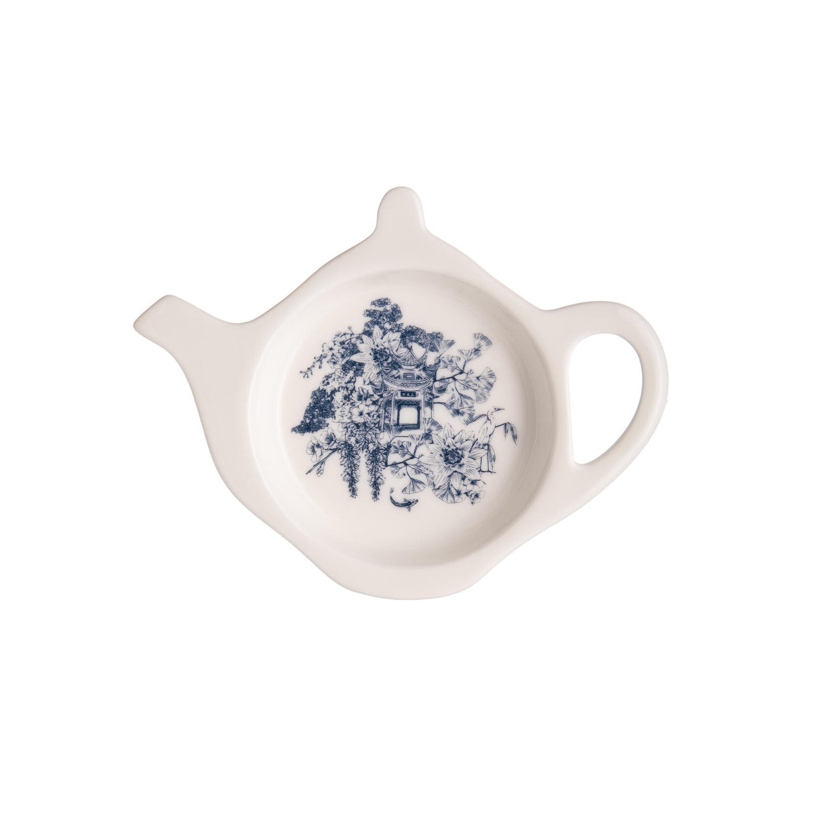 AVAILABLE SOON This delightful tea trivet is the prettiest catch-all for your teabags, teaspoons, tea leaves, and more! It features an excerpt from our exclusive Asian Gardens toile print. 