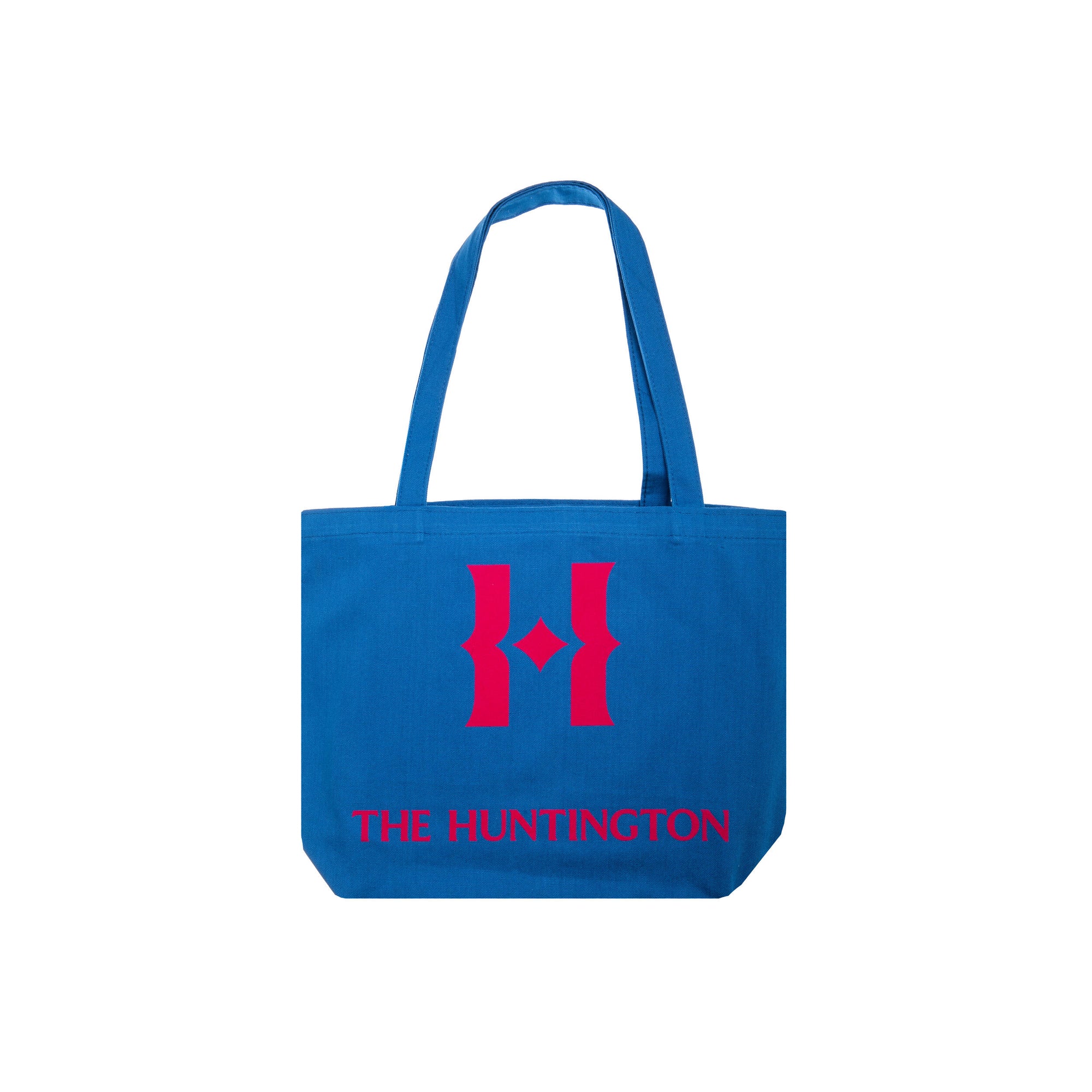This generously sized canvas tote features our Huntington H monogram in a bright hot pink with a sapphire base. The H monogram and 'The Huntington' wordmark are flocked, giving the tote a fabulous vintage-style finish. Materials: 100% cotton canvas Dimensions: 17.5" x 12" x 4" Exclusive to The Huntington Store