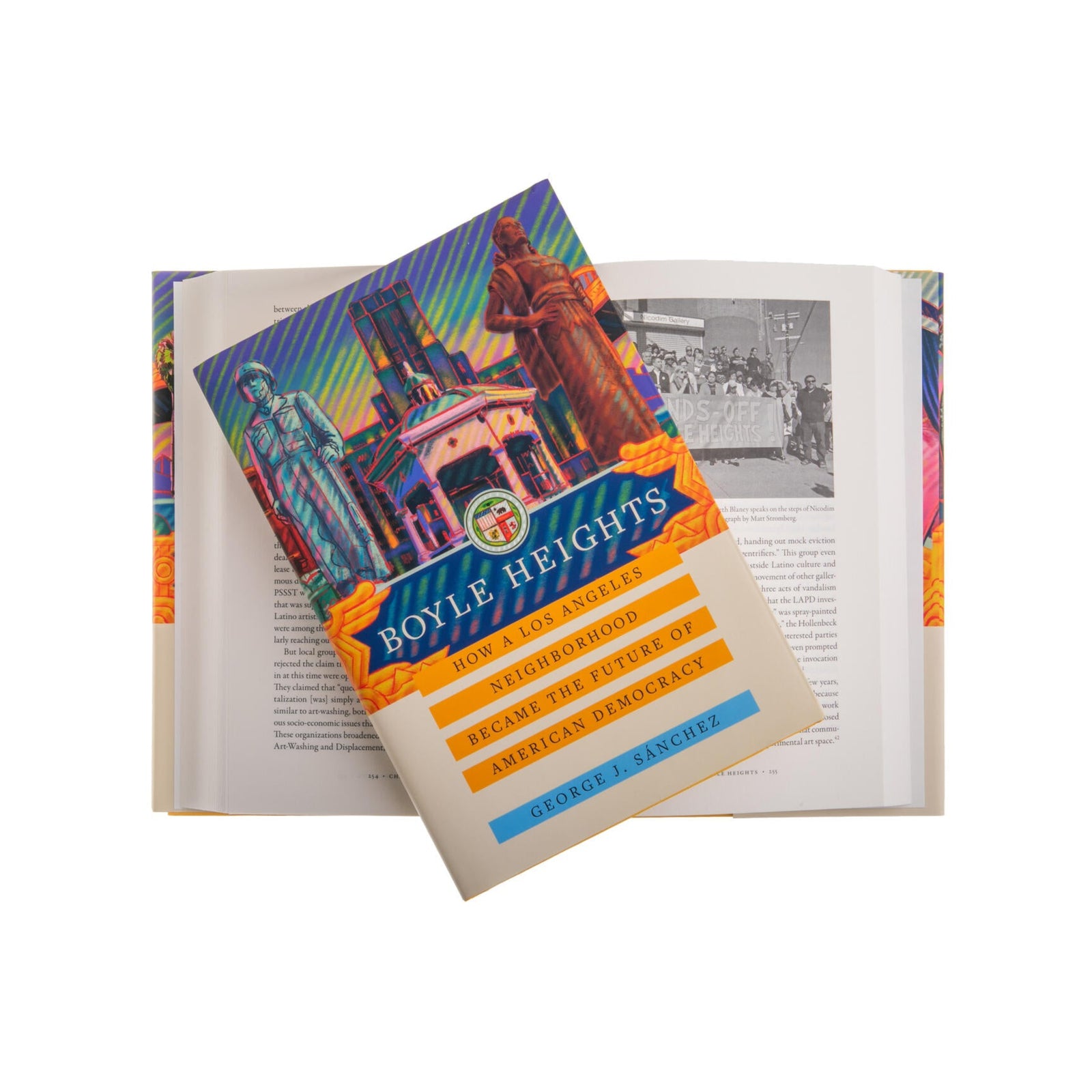 Colorful book with 'Boyle Heights' design on an open book