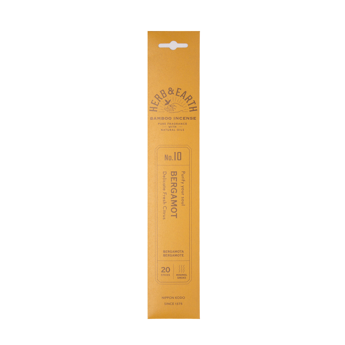 Herb & Earth Bergamot incense packaging on a white background