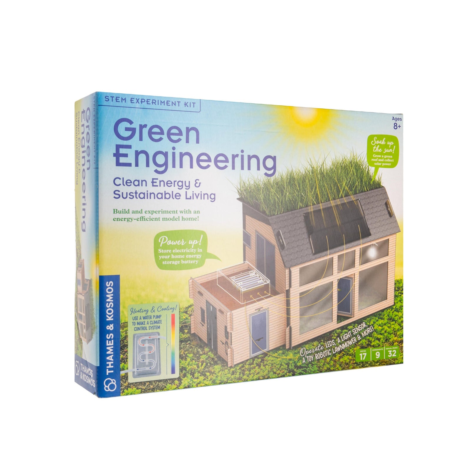 Box for 'Green Engineering' STEM experiment kit with a model of a house on the cover.