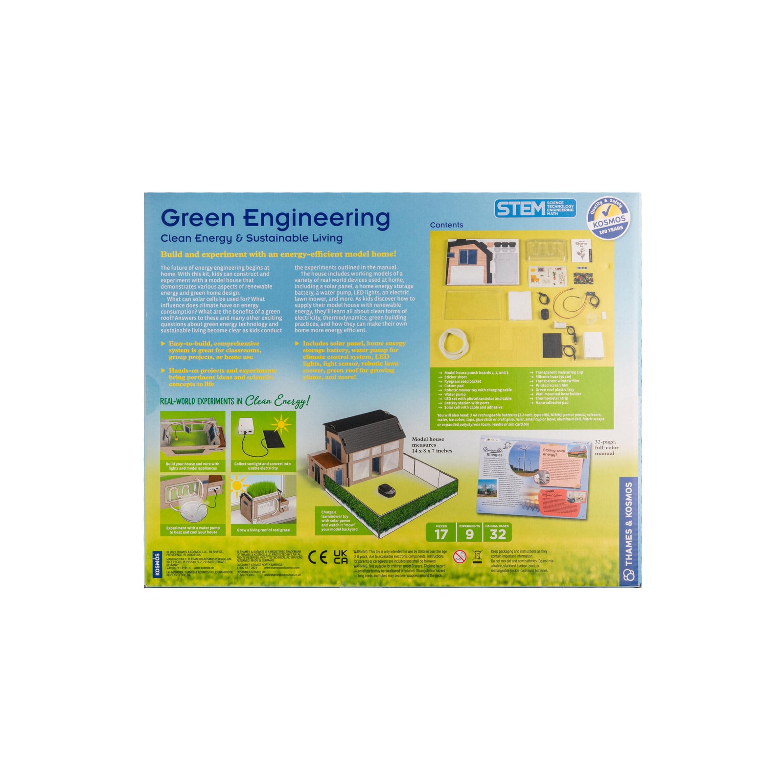 Box for 'Green Engineering' STEM experiment kit with a model of a house on the cover.
