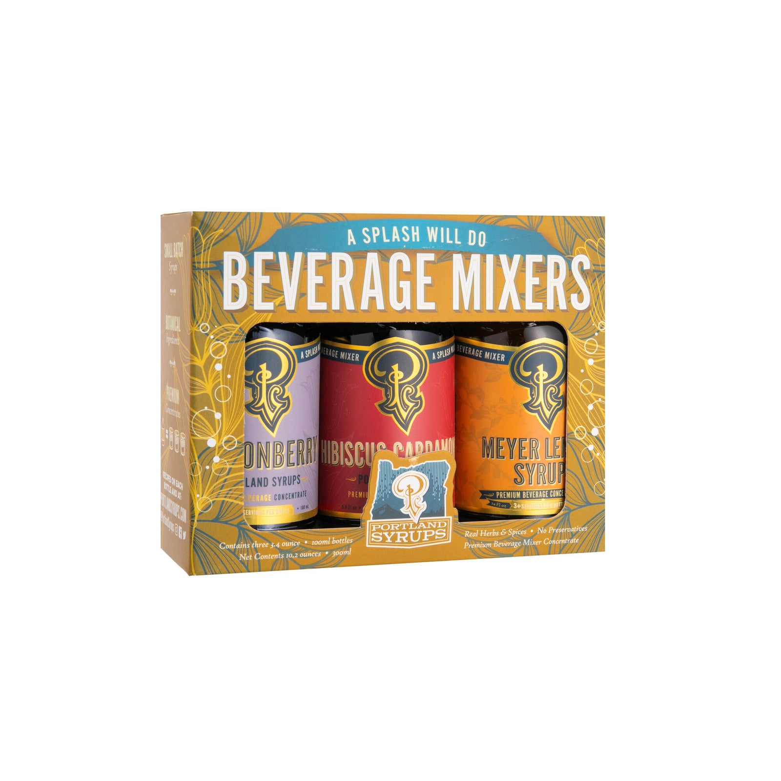 Indulge in a trio of bold, artisanal flavors with The Gold Standard Syrup Trio, featuring Hibiscus Cardamom, Marionberry, and Meyer Lemon. Crafted in small batches in Oregon, these premium syrups bring an exquisite blend of floral, fruity, and citrus notes to your favorite drinks.