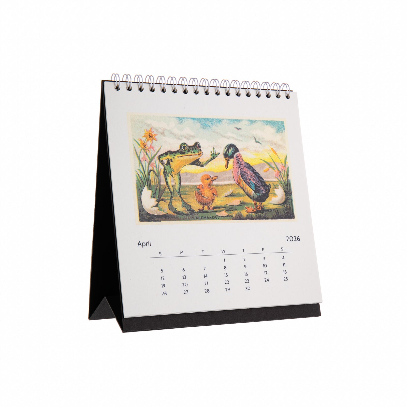2026 calendar titled 'Frogs' with a cover illustration on a white background