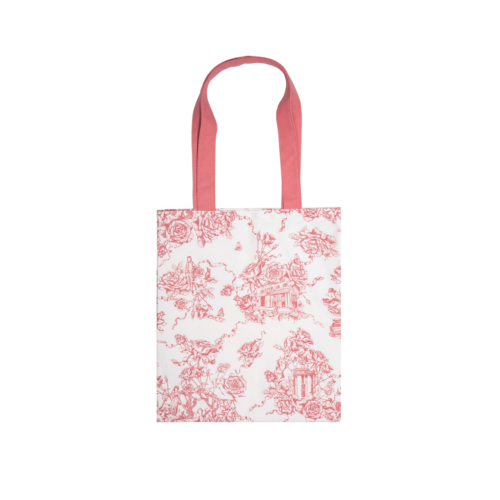 This gorgeous tote features our exclusive Rose Garden toile print. The sturdy construction of the high-quality canvas makes it perfect for everyday use.