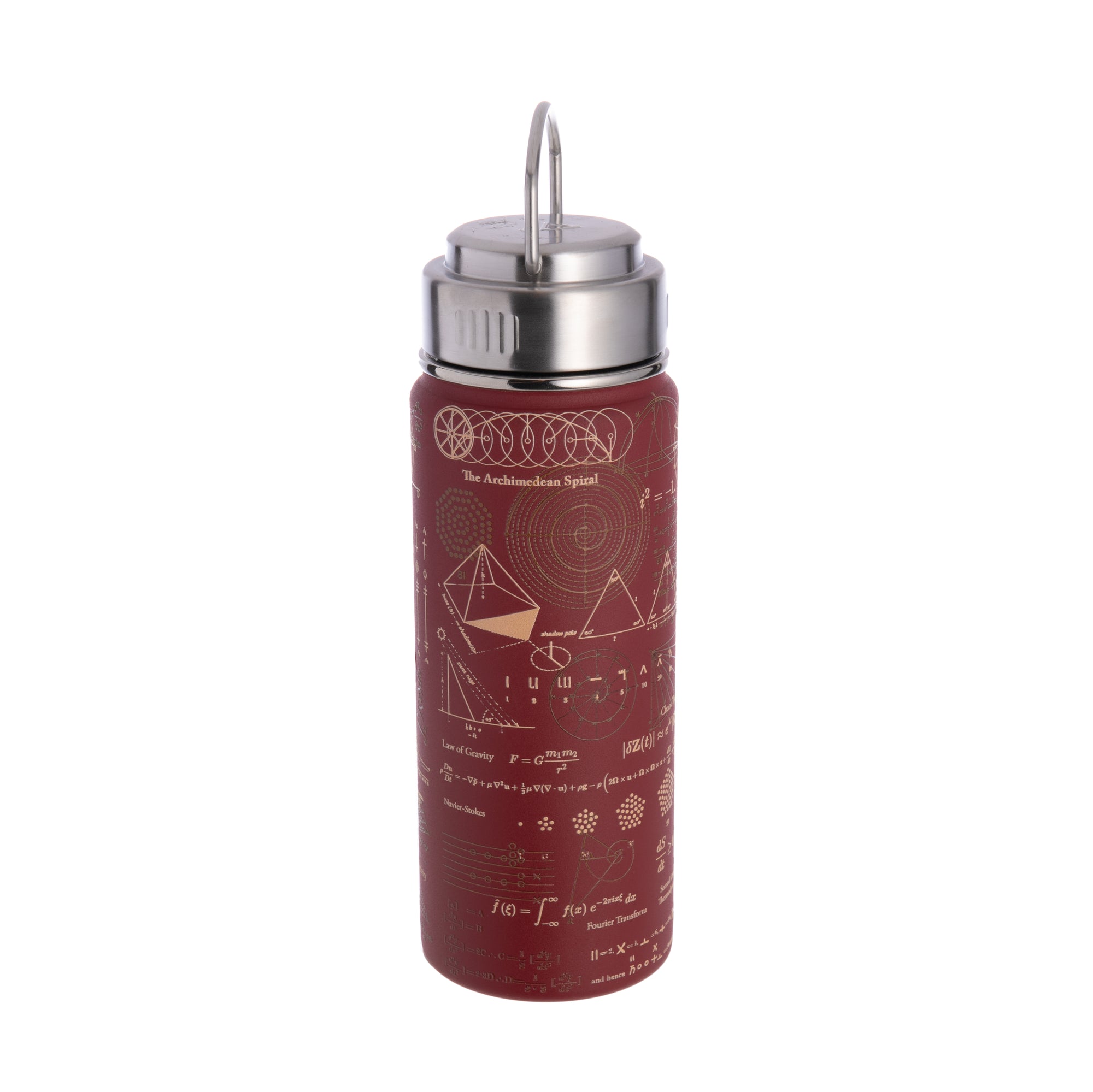Find the most groundbreaking math equations the world has ever seen, all on your water bottle. With a textured design for a tactile experience, this flask will keep your drink hot or cold. Vacuum insulated 18 oz capacity Materials: High grade stainless steel Dimensions: 8.75" x 2.75" Hand wash BPA-free
