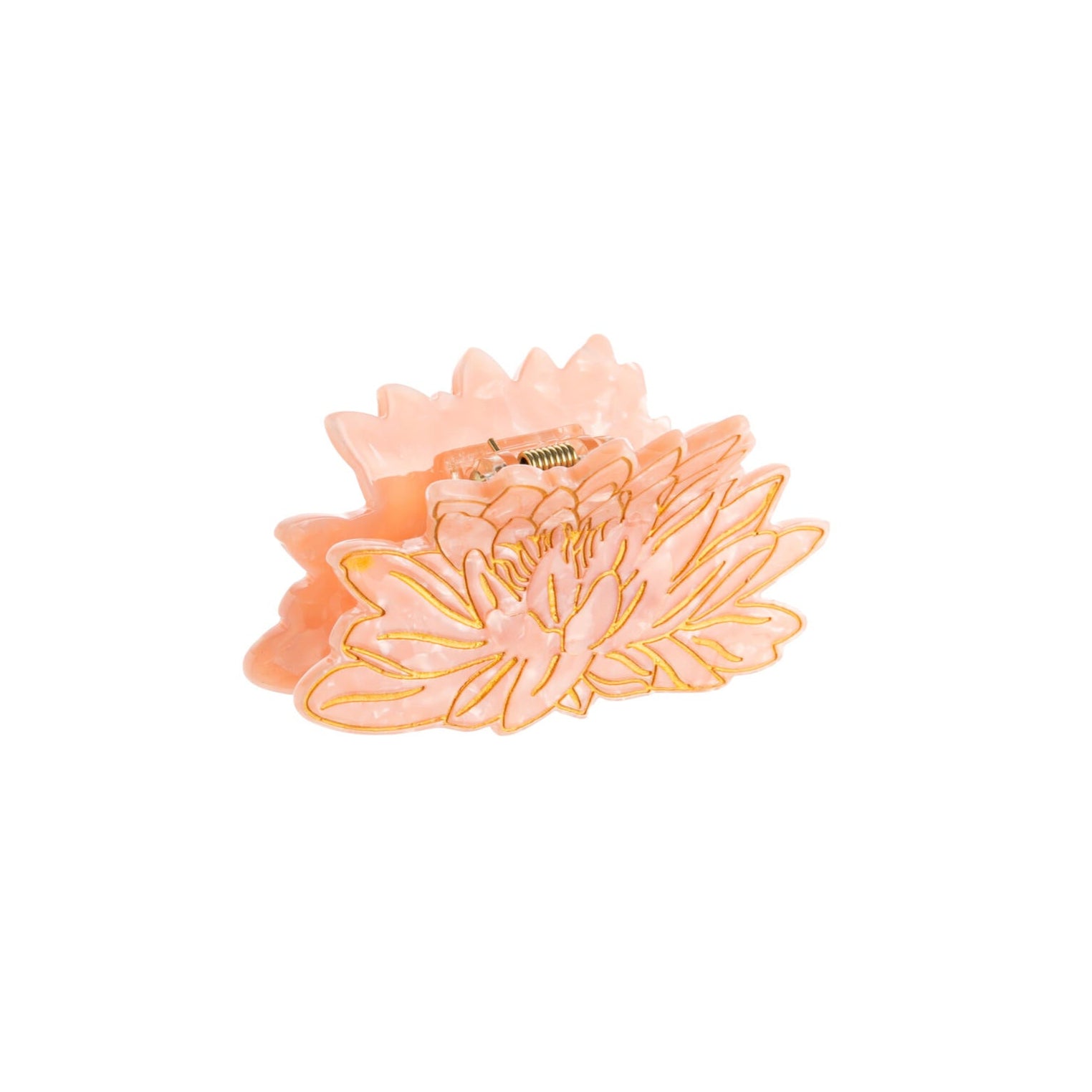 Add a little Chinese Garden serenity to your ponytail or up-do with this delightful blush pink water lily hair clip. This clip is double-sided, so you can see the pretty design from every angle. It also features hand-painted accents that make each clip unique. Unlike most plastic accessories, these small-batch clips are made from premium materials, including a biodegradable wood-pulp acetate.