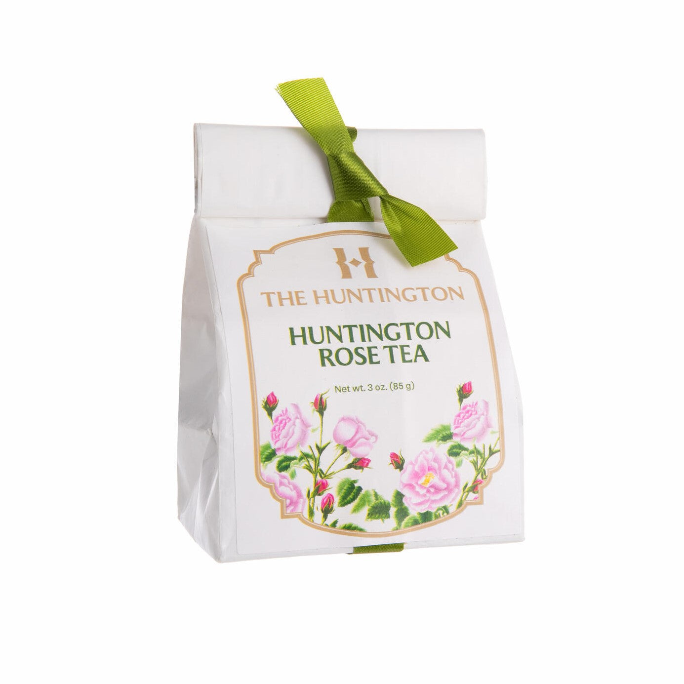For decades, visitors have flocked to The Huntington's Rose Garden Tea Room for afternoon tea. Now you can treat yourself to the same tradition at home with our exclusive blend of rose tea. Hibiscus and rosehips lend a fragrant note to a robust black tea.  3-ounce bag containing loose leaf tea.  