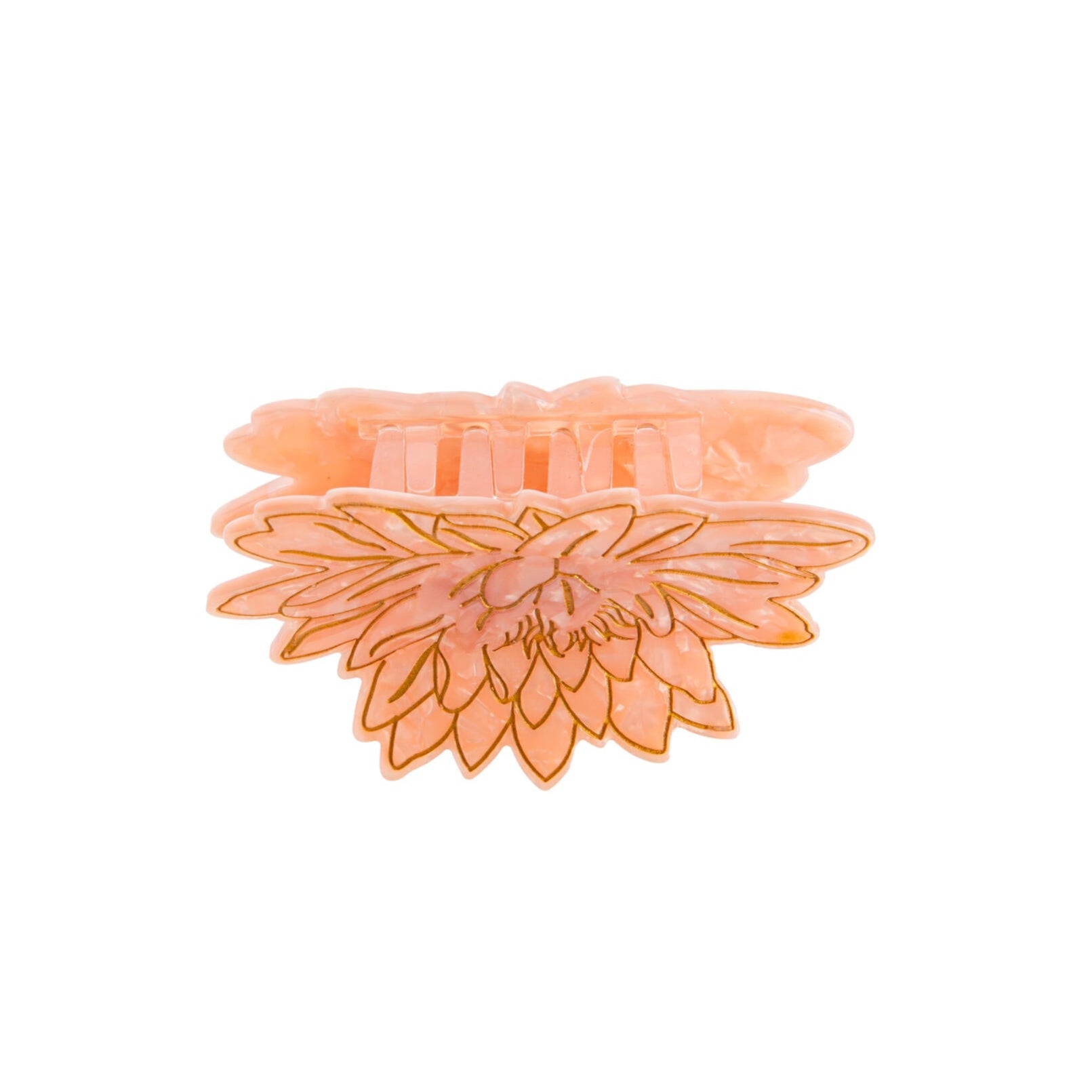 Add a little Chinese Garden serenity to your ponytail or up-do with this delightful blush pink water lily hair clip. This clip is double-sided, so you can see the pretty design from every angle. It also features hand-painted accents that make each clip unique. Unlike most plastic accessories, these small-batch clips are made from premium materials, including a biodegradable wood-pulp acetate.