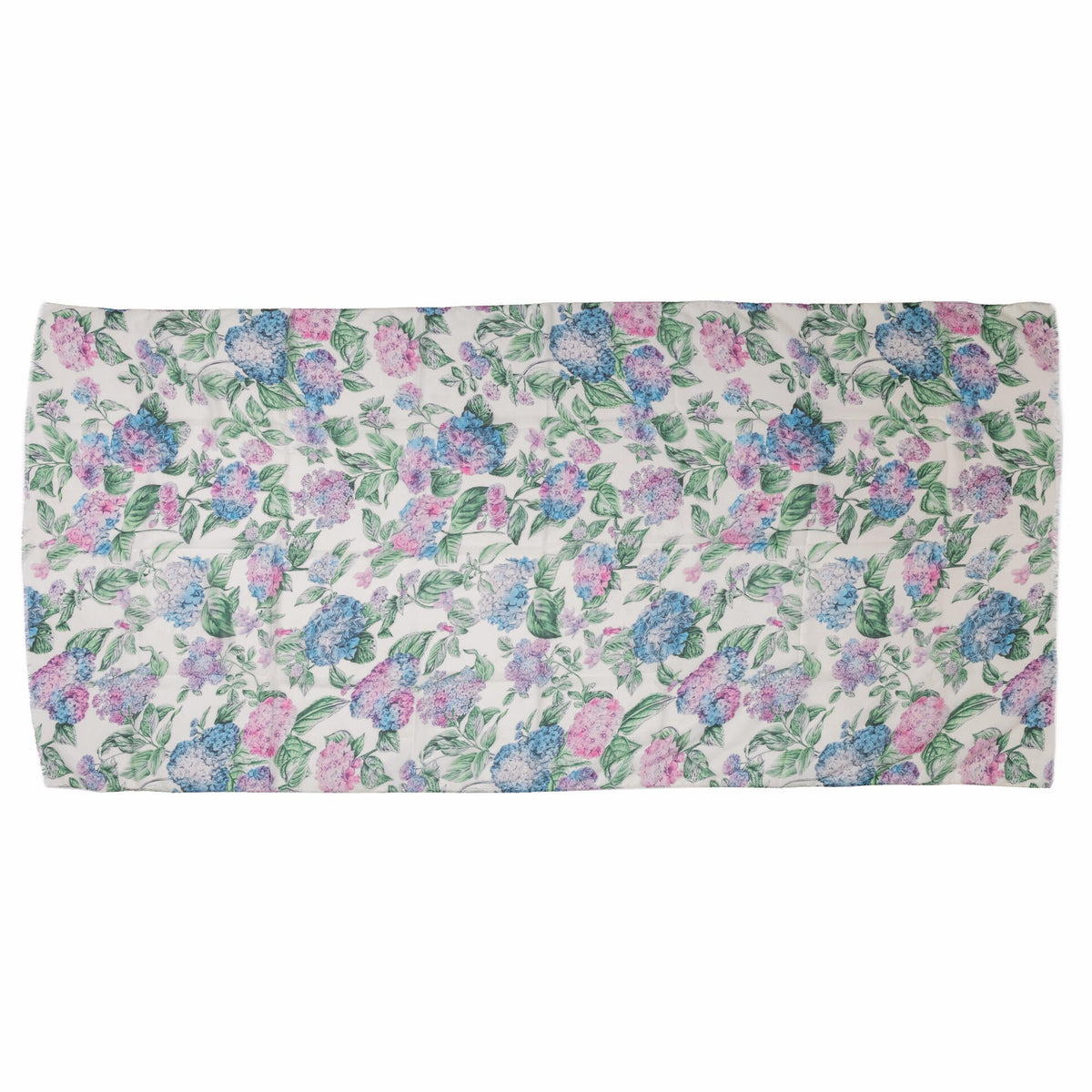 Floral hydrangea patterned scarf on a white background