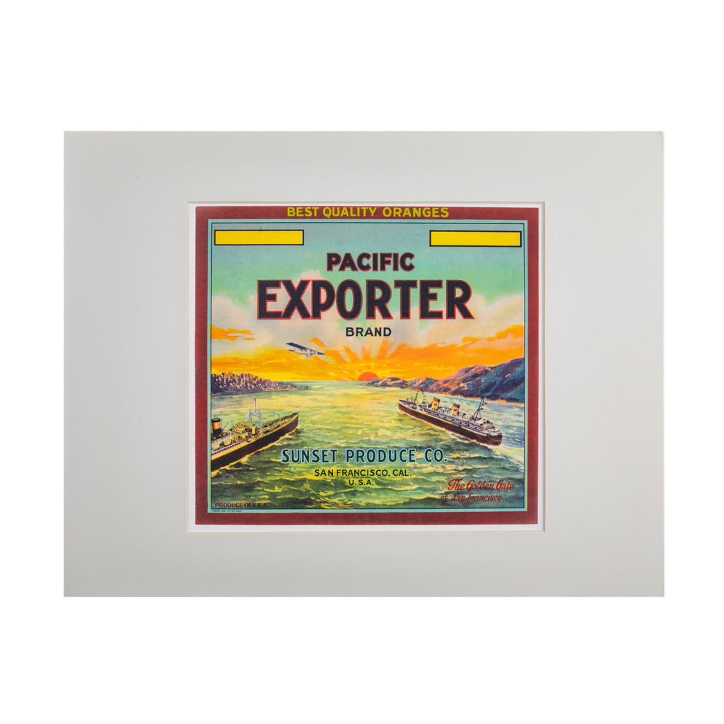 This high-quality print is a reproduction of an original Pacific Exporter Brand fruit crate label ca. 1920 - 1930. The original label is housed within the collections at The Huntington. The print features in our Rose Garden Tea Room. Print size: 8.5" x 7.5". Mountboard size: 14" x 11" Exclusive to The Huntington Store.