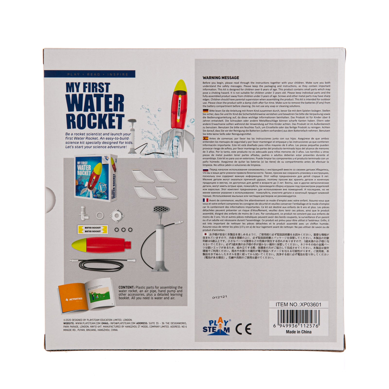 This kit contains everything you need to build a water rocket: a rocket body, a tail, a launcher, and a pump. A science learning booklet provides step-by-step assembly instructions. Once the rocket is constructed, you’ll learn how the power of water pressure can launch your rocket up to 50 feet in the air. Ages 6+.