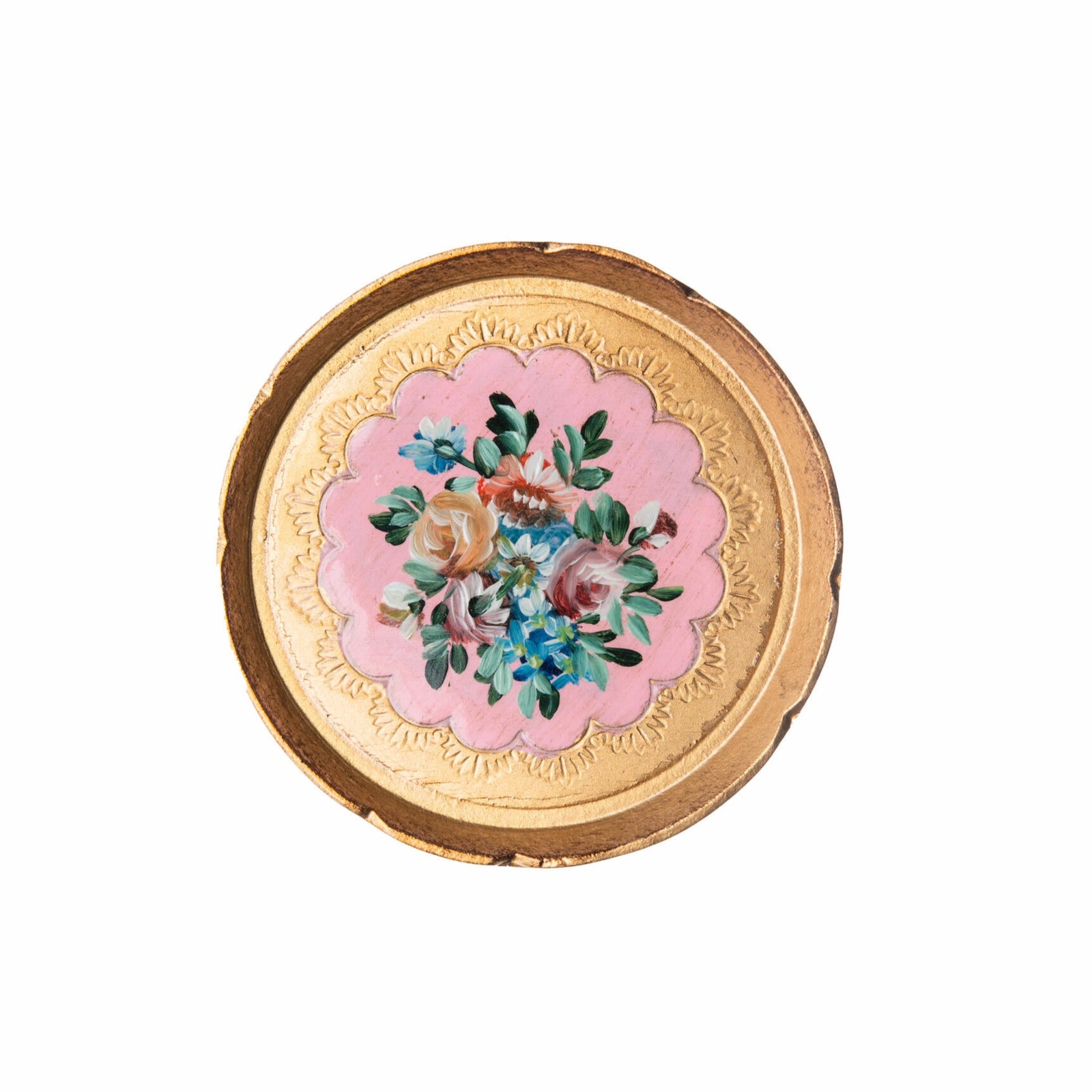 This spectacular drink coaster was crafted in Florence, Italy, using the same processes, tools, and equipment that Florentine workshops have used for centuries. Each coaster is handcrafted and hand-finished, so each one has a gorgeously timeless look and luxurious luster. With gold trim and floral detail, this coaster doubles as a stunning piece of art to hold your drink.