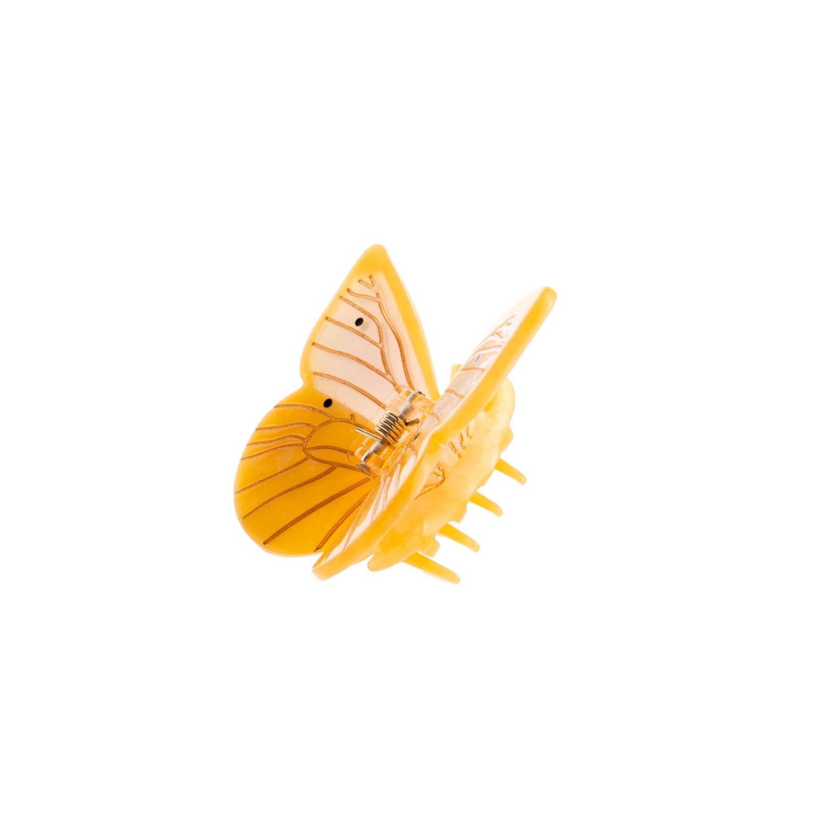 Add a flutter of springtime color to your ponytail or up-do with this delightful yellow butterfly hair clip. This clip is double-sided, so you can see the pretty design from every angle. It also features hand-painted accents that make each clip unique. Unlike most plastic accessories, these small-batch clips are made from premium materials, including a biodegradable wood-pulp acetate.