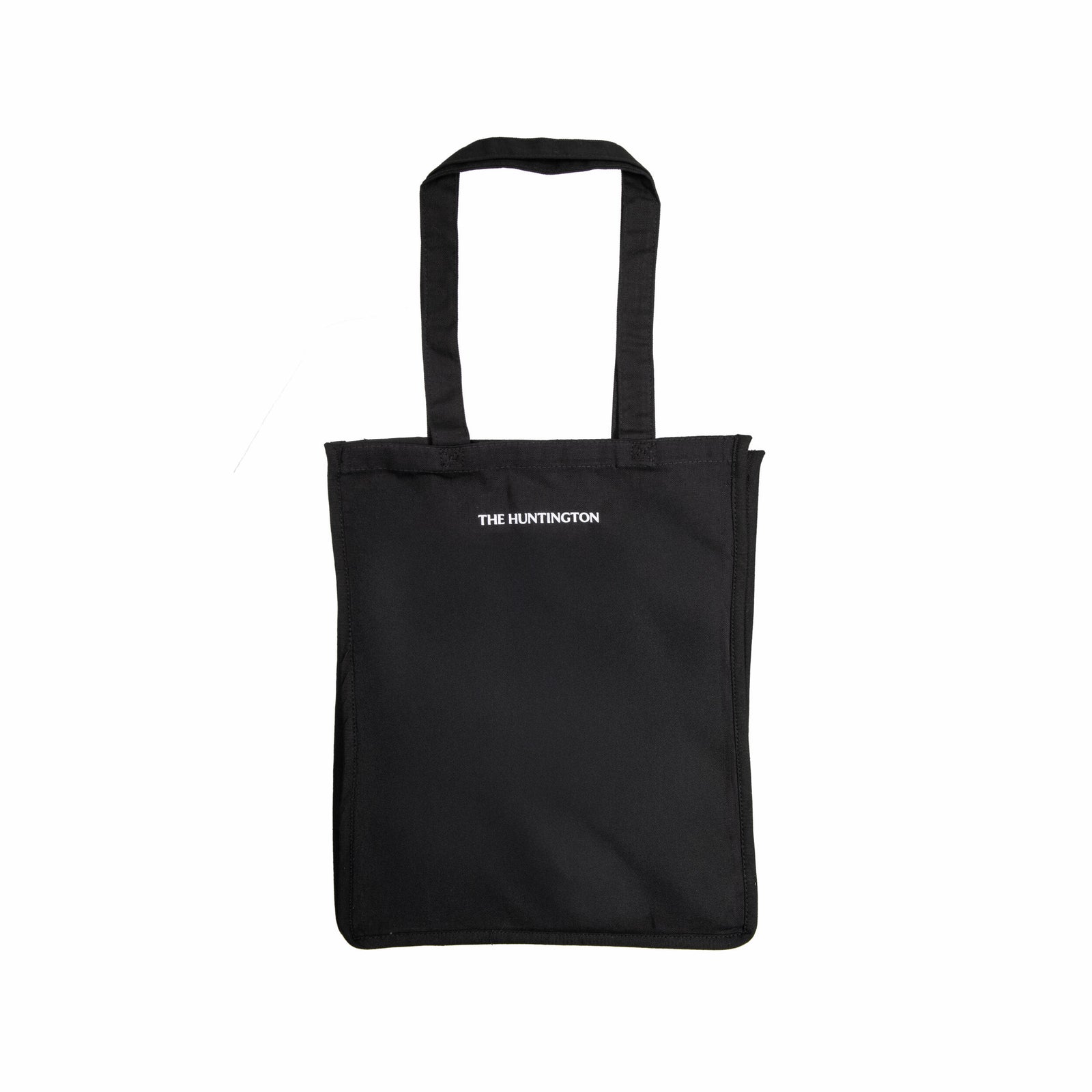 Black tote bag with a bonsai tree design on a white background