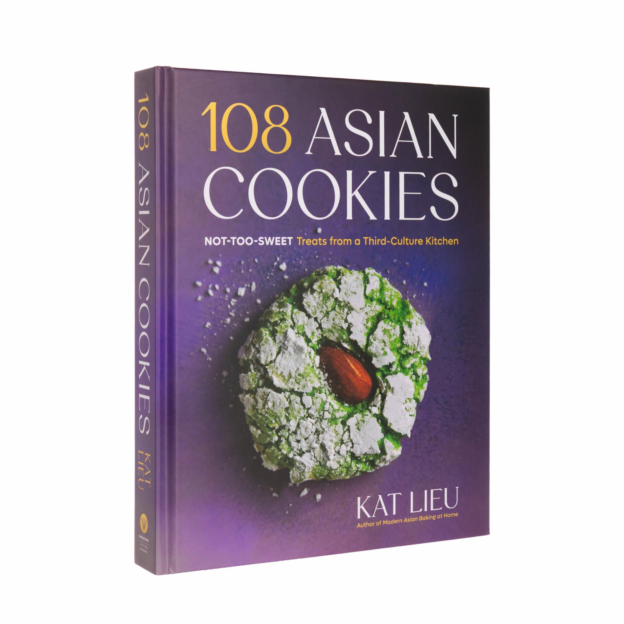 Book titled '108 Asian Cookies' by Kat Lieu on a white background