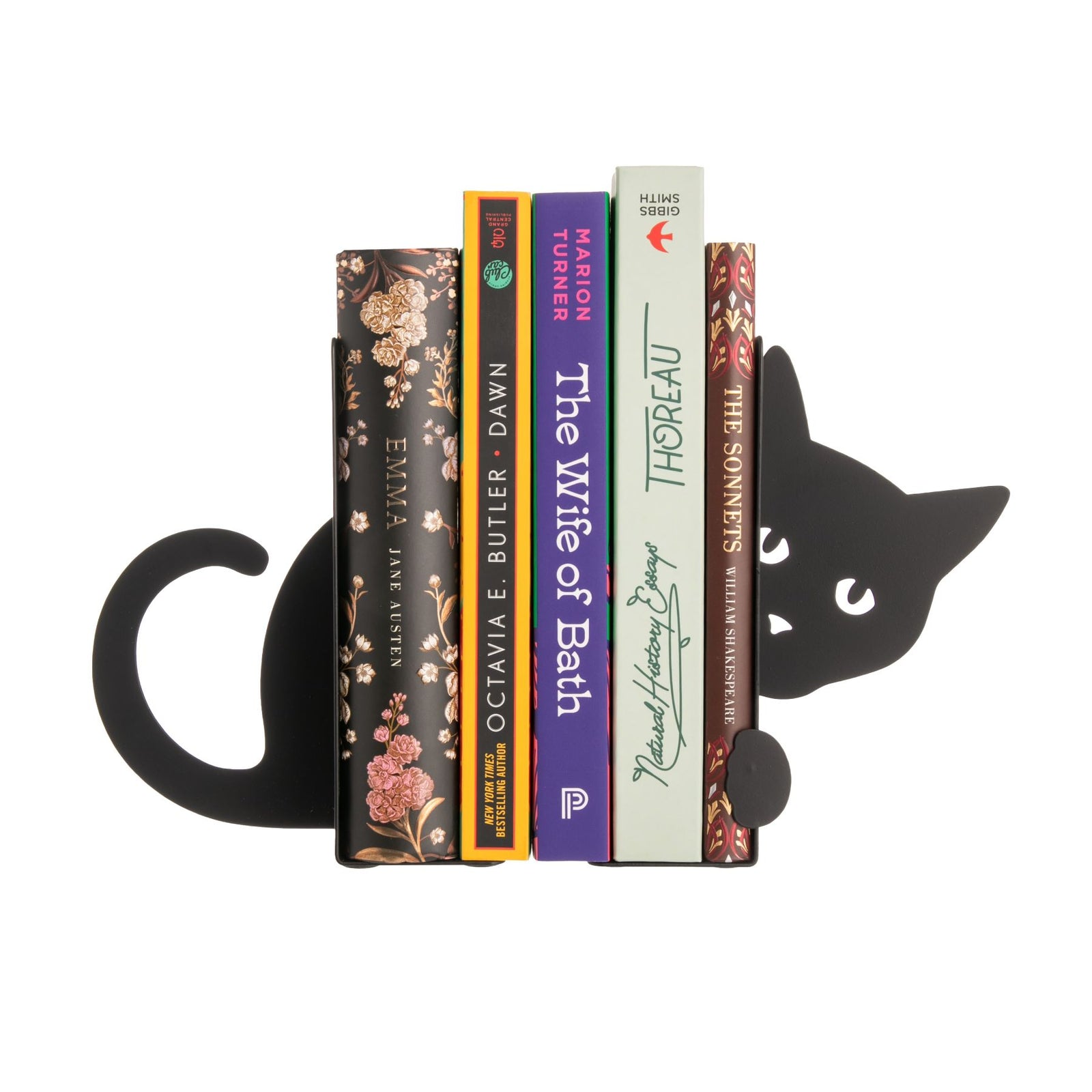 This charming kitty is just the purrfect companion for your favorite books. Made from sturdy painted metal, simply place each bookend either side of your books for an instantly cute and eye-catching home decor accent. The base of each piece has non-slip feet to keep books in place.