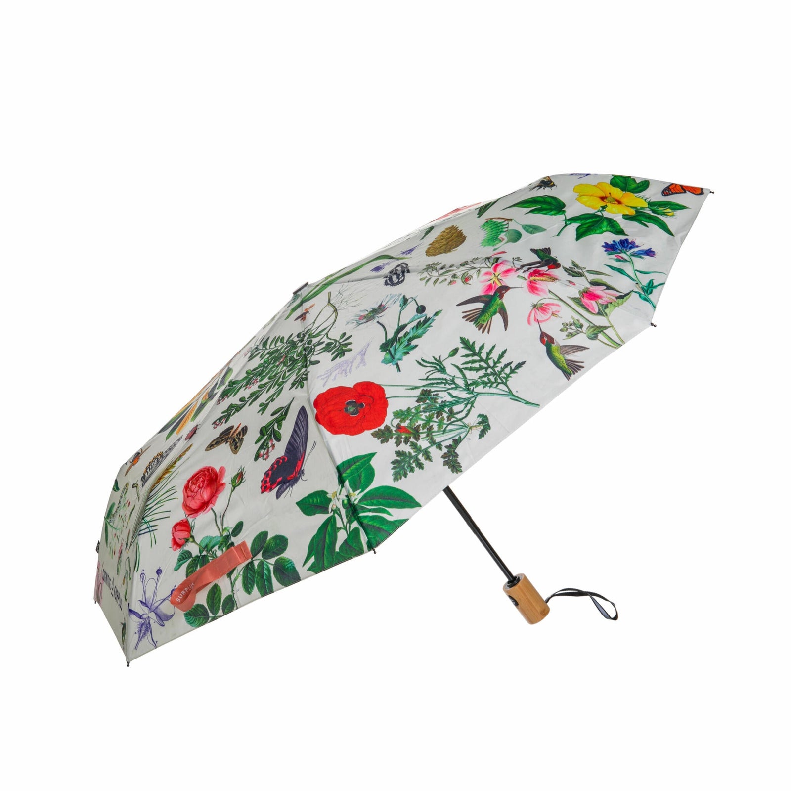 Umbrella with floral and nature pattern on a white background