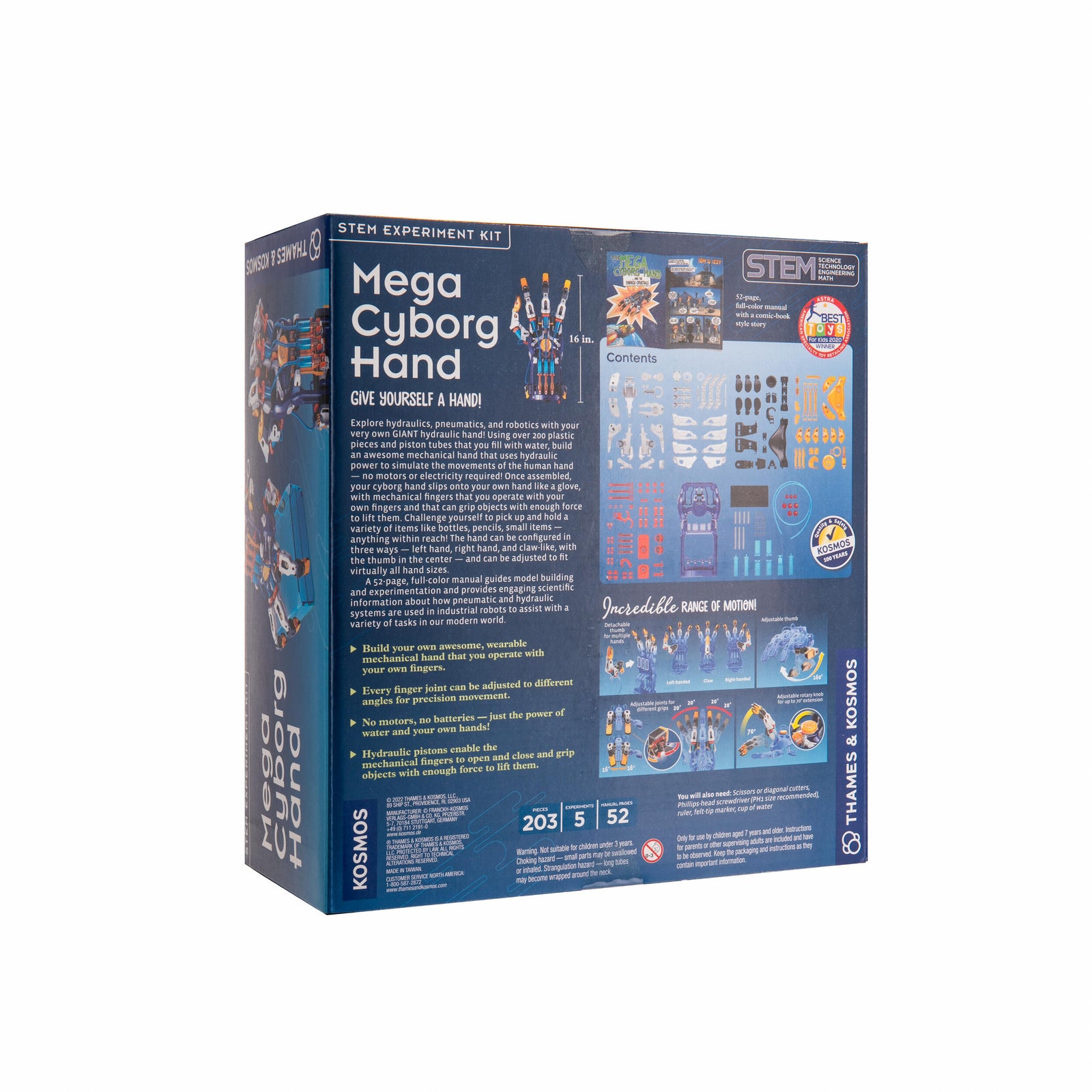 Box for Mega Cyborg Hand STEM experiment kit on a white background