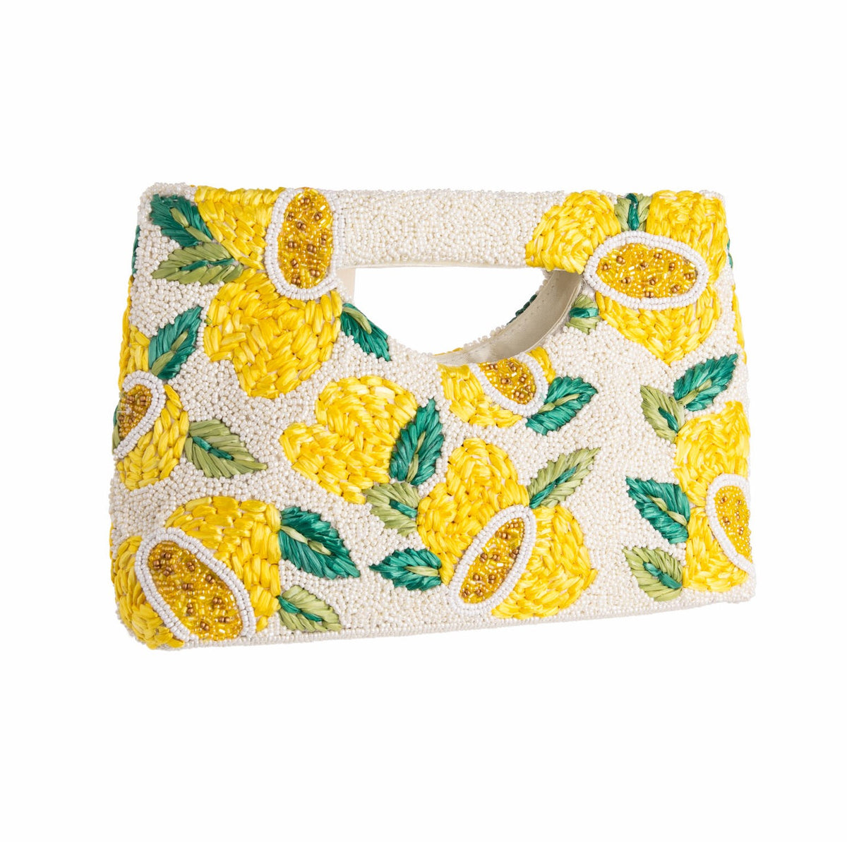 RAFFIA LEMONS BEADED PURSE
