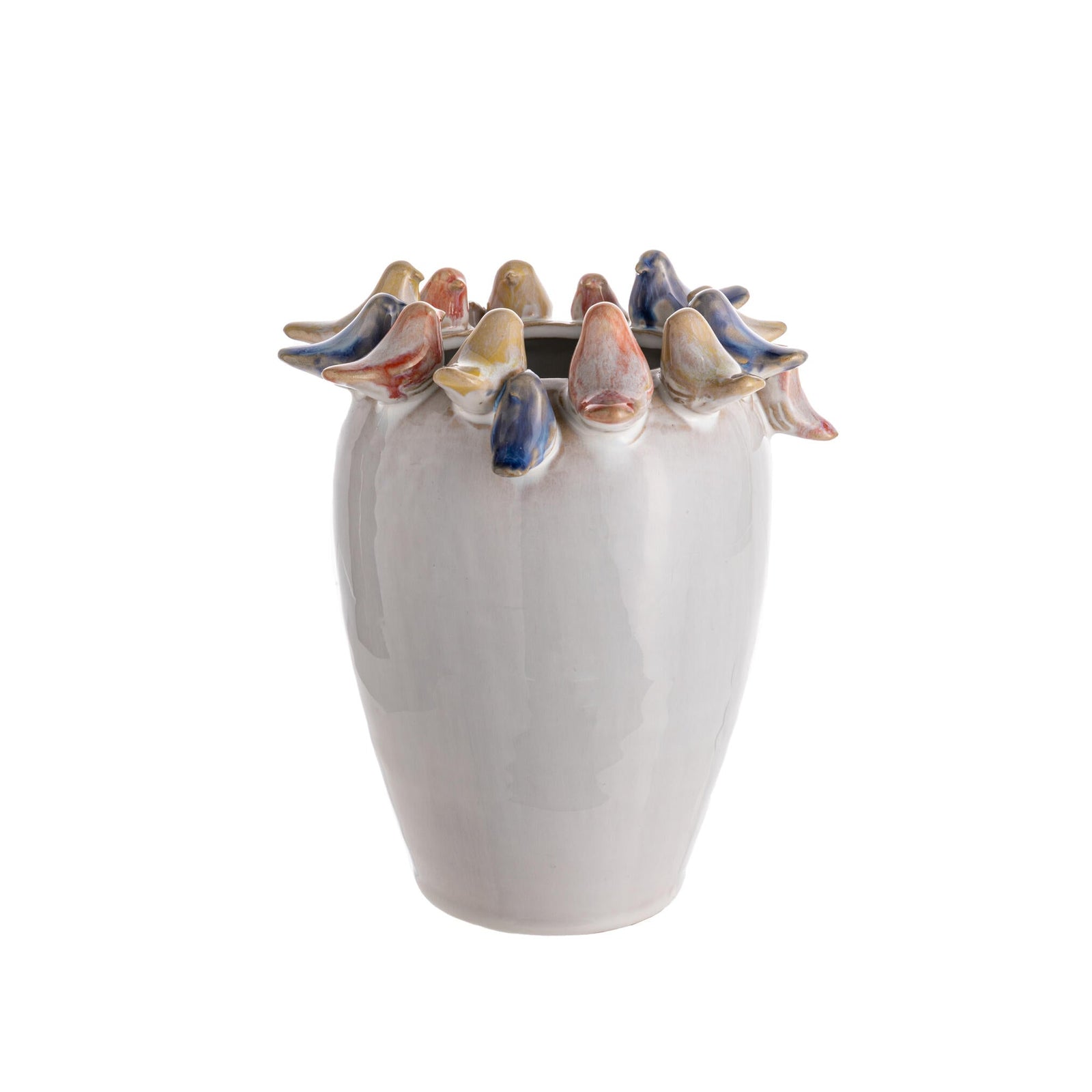 White vase with decorative fish on a white background