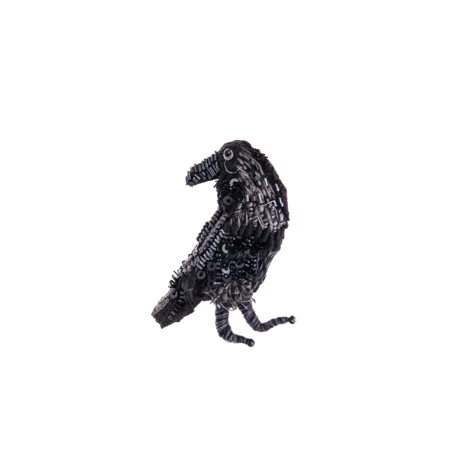 Raven Hand-Embroidered Brooch Pin Raven Hand-Embroidered Brooch Pin
