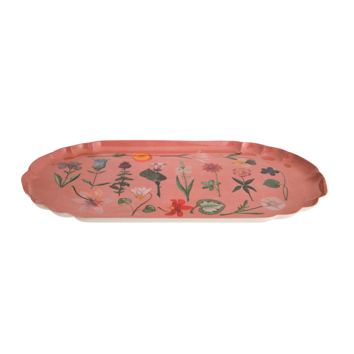 FESTIVAL OF FLOWERS SCALLOPED ENAMEL TRAY