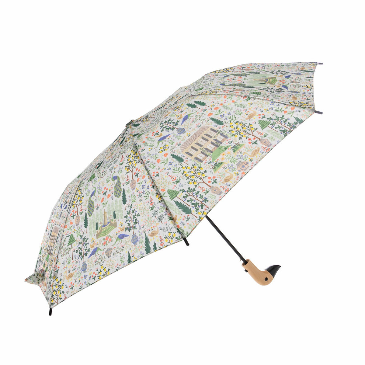 Decorative umbrella with floral pattern on a white background