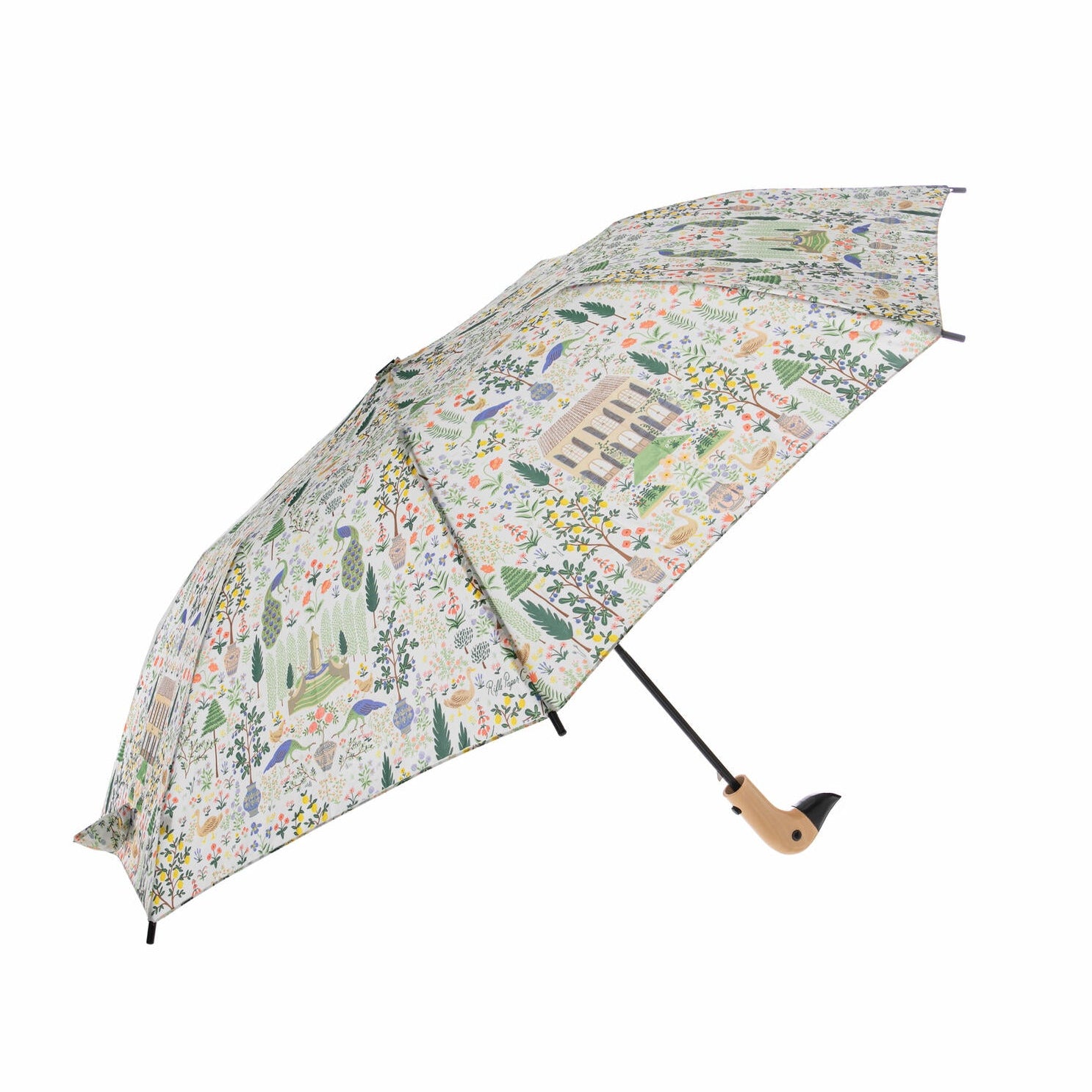 Decorative umbrella with floral pattern on a white background