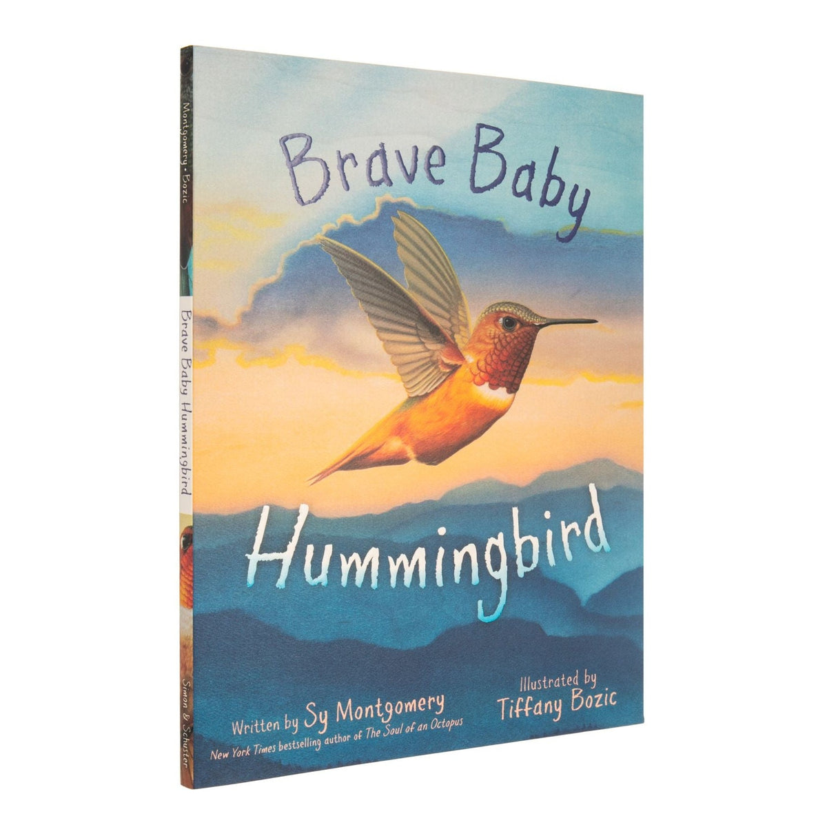 Book titled 'Brave Baby Hummingbird' with a hummingbird illustration on the cover.