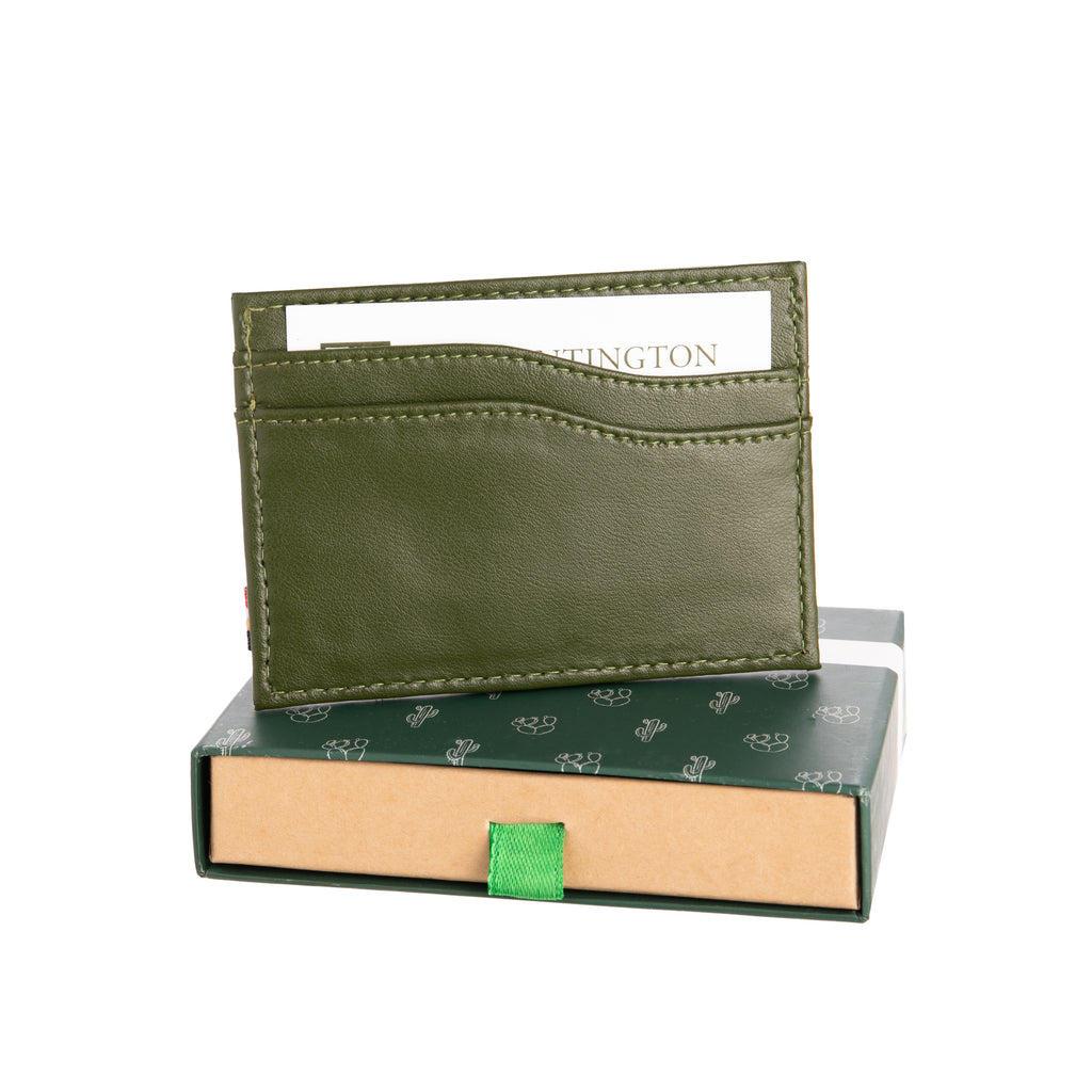 This cactus leather card holder is stylish and practical. It can hold up to seven cards in easily accessible, nonslip card slots. Plus, this vegan wallet is equipped with RFID protection to help guard your cards against fraud. Dimensions: 4.13" x 2.95" x 0.19". Made from Desserto® vegan cactus leather.