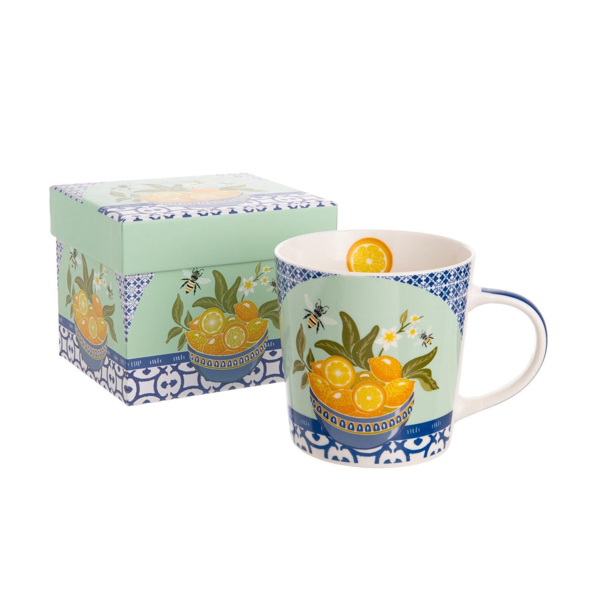 Conjure images of a sun-soaked Mediterranean terrace, surrounded by the fragrant smell of orange blossom and the gentle sway of the Alboran Sea, whilst sipping your morning coffee in this charming bone China mug. Packaged in a beautifully decorated box for easy gifting. Capacity: 13.5 oz
