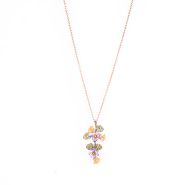 24k Gold Over Silver Pressed Flower Heart Pendant Necklace