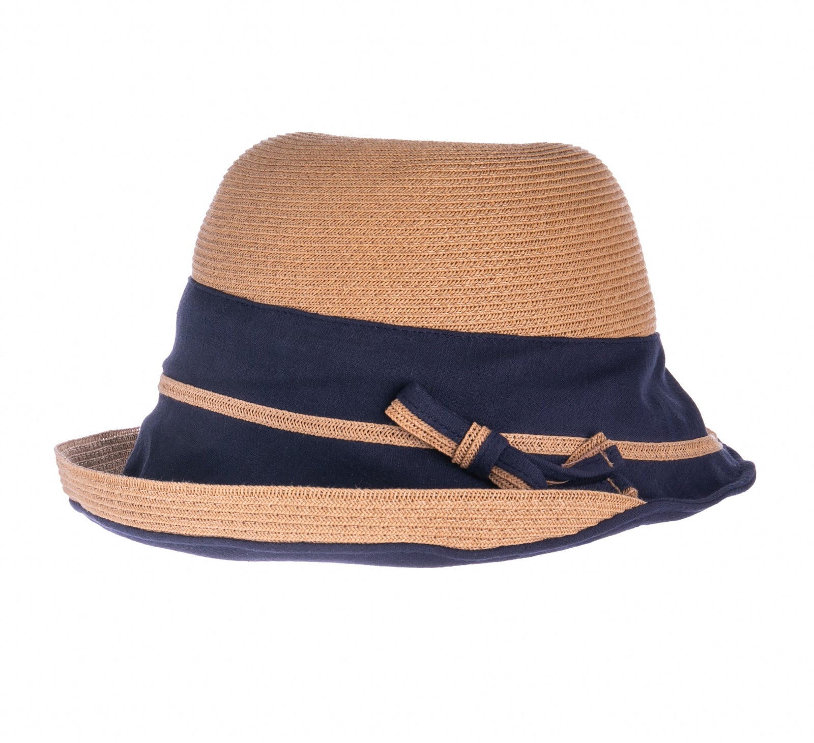 This wonderfully versatile cloche-style hat combines the comfort of a canvas hat with the style of a braided straw hat. The body of the hat is made from a packable, breathable light tan paper straw, giving the hat a casual elegance. Materials: cotton, paper straw Size: one size, crown approx 6" diameter UPF 50+.