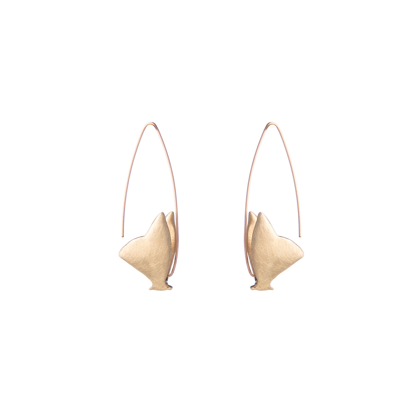 Nature’s simple beauty shines in these earrings. The arched hook above the brass butterfly pendant creates a striking silhouette that will catch the eye.