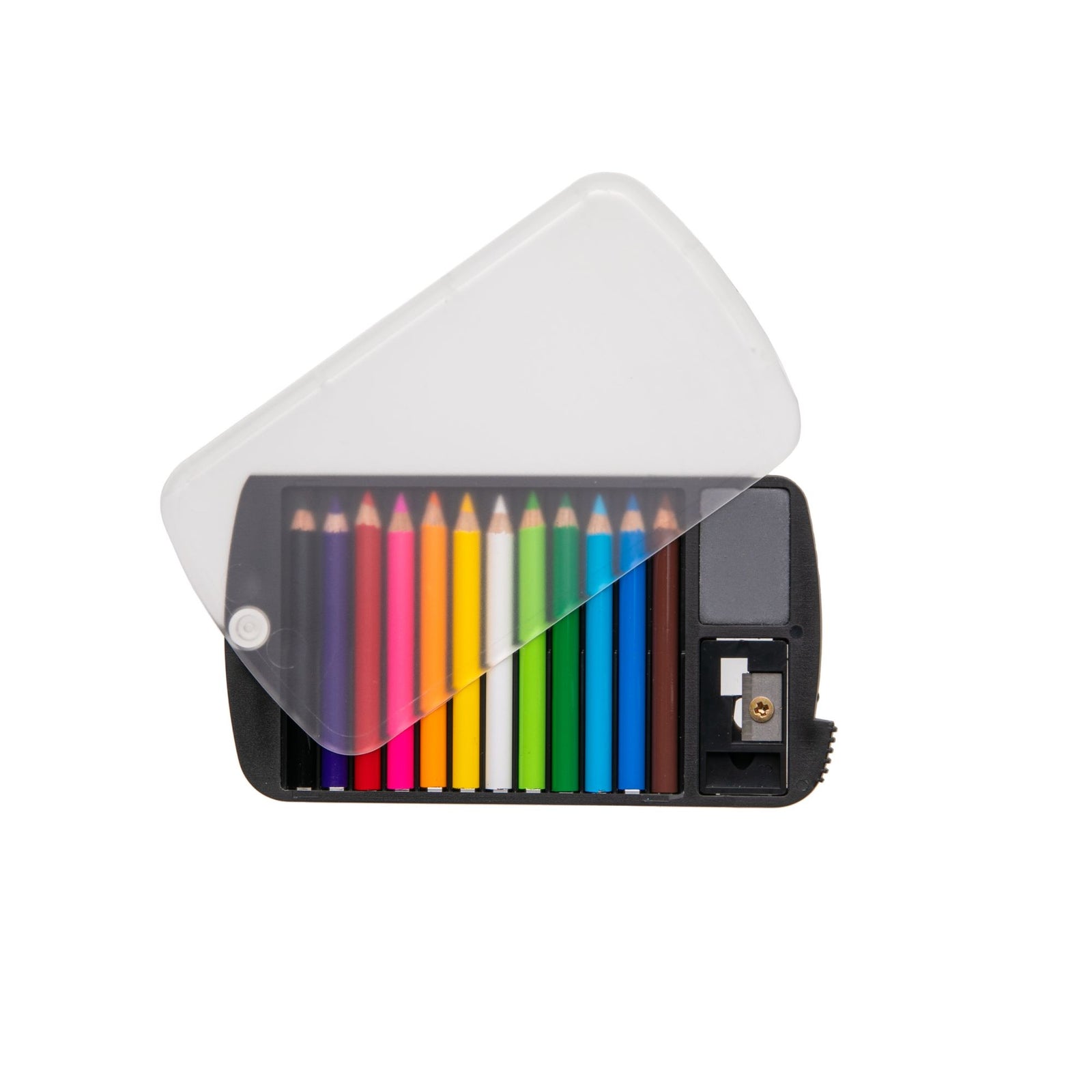 The tiniest of colored pencils, all ready to go with you in pocket form! Comes in its own clear case and sleeve. Take these with you whenever inspiration strikes! Dimensions: Pencils 1¾”, Card 3¾”x2”x¼” 12 pencils. Comes with mini sharpener and mini erase