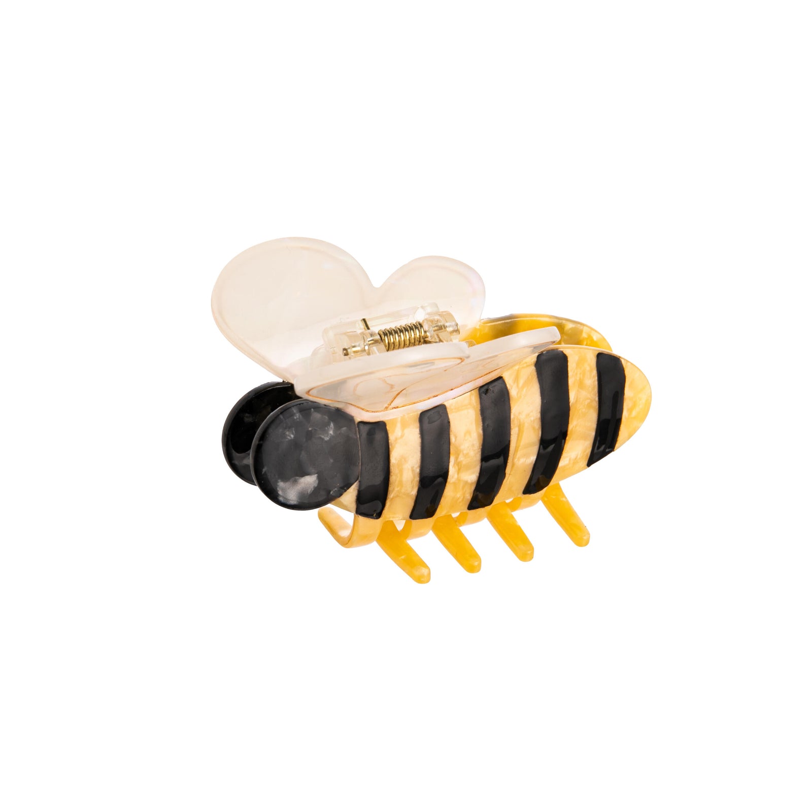 Bee-shaped hair clip on a white background