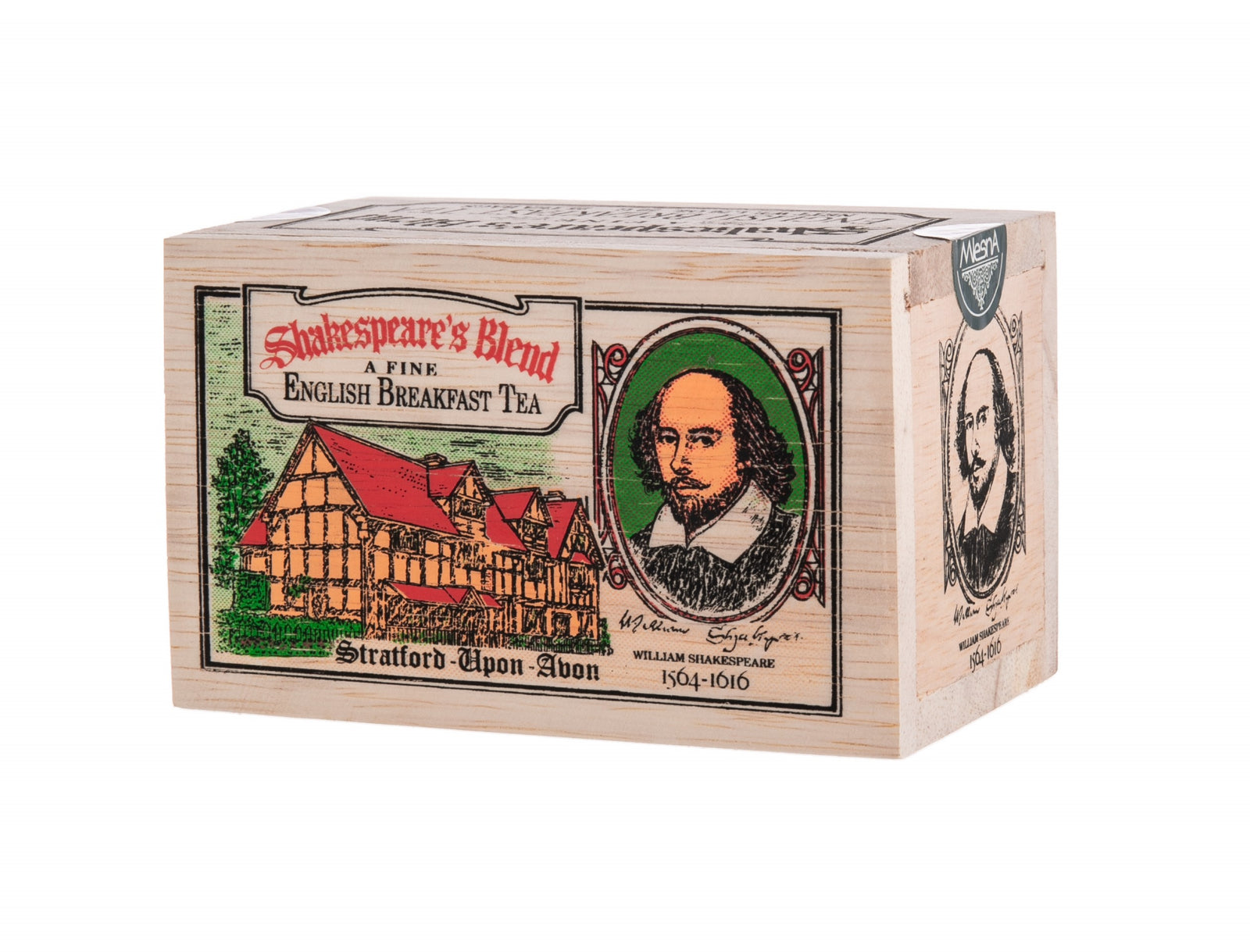 Do you have writer’s block? Channel the Bard and get the creative juices flowing with a relaxing cup of Shakespeare’s Blend English Breakfast Tea. This delightful, full-bodied black tea is a wonderful treat for writers and tea lovers. Comes in a decorated, sustainably produced, softwood chest. Contains 25 tea bags.