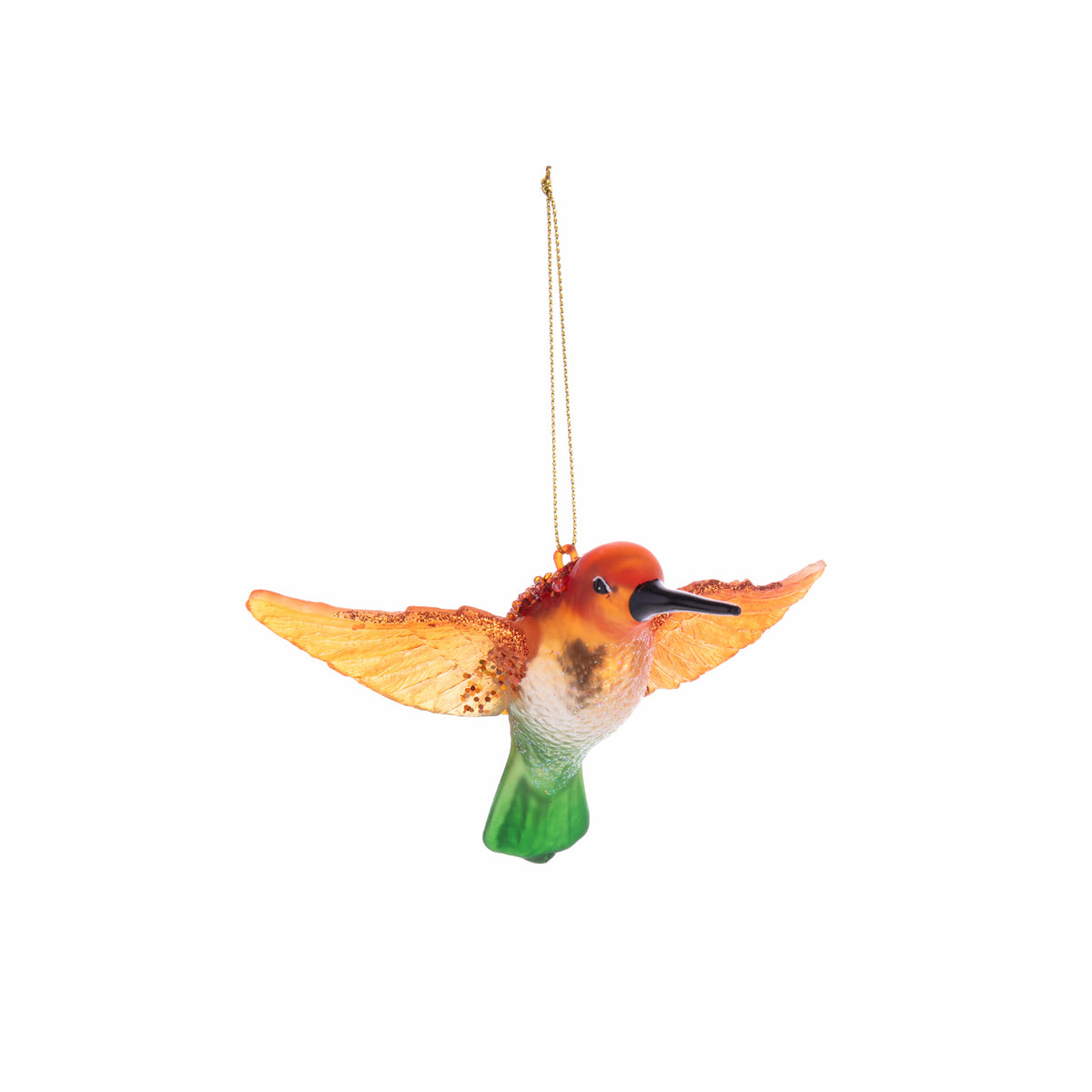 Decorative hummingbird ornament on a white background
