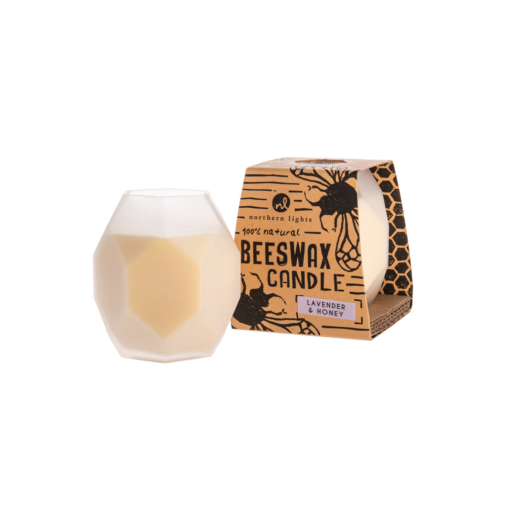 This hand-poured candle features natural beeswax from worker bees doing natural bee things. Out of respect for those hardworking bees, only natural elements have been used to complete this clean burning, smoke and soot free candle. Housed in a honeycomb shaped glass vessel. Burns 40 hours. All-natural beeswax. 7.5 oz.