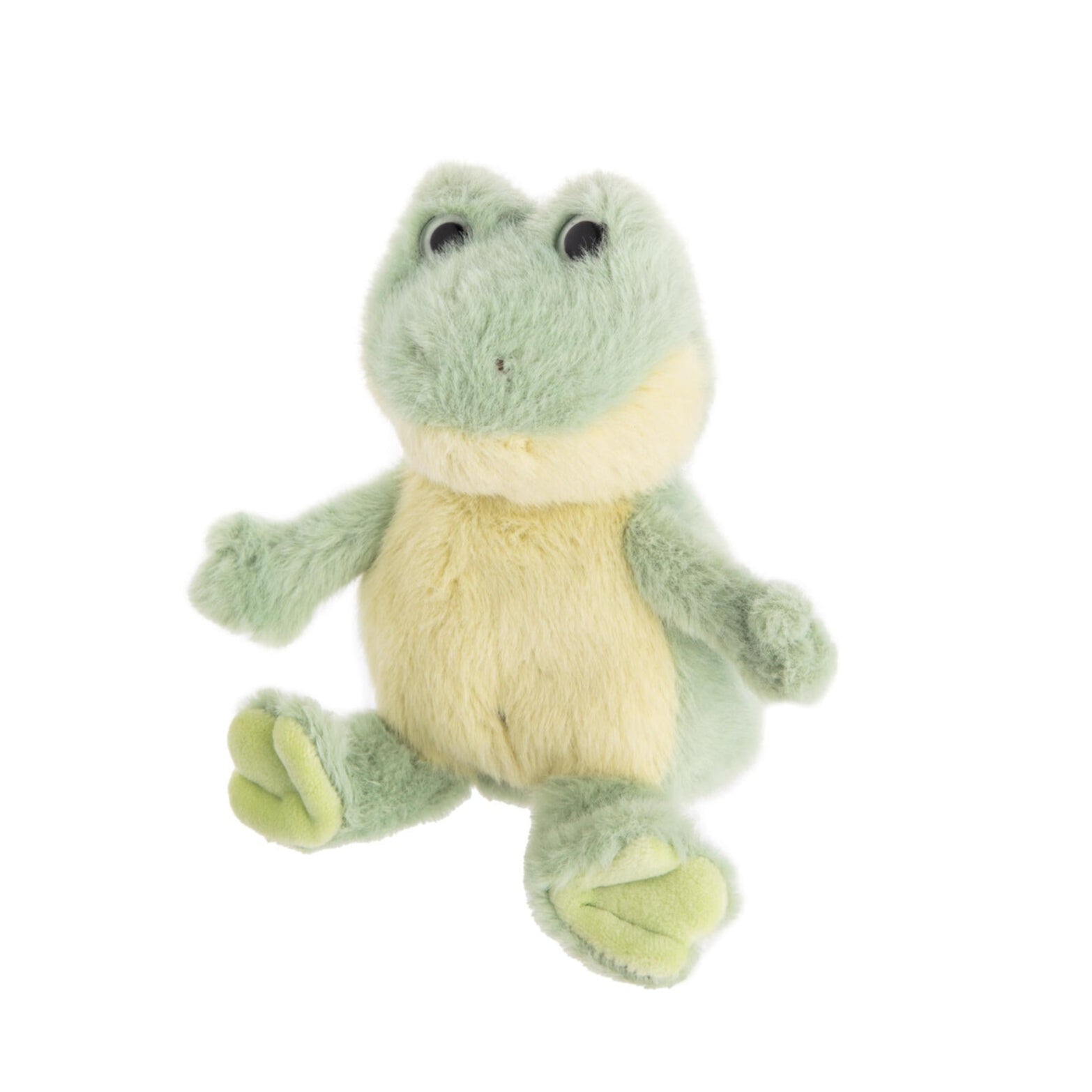Flip the frog will instantly bring a smile to anyone who lays eyes on him! Made from ultra-soft plush fabric, this frog’s cute round belly and big eyes give him a friendly personality. His soft green colors and outreached arms make him irresistible – You can’t help but give him a little hug! Dimensions: 4.5" x 5" x 5" Ages: 24 months +
