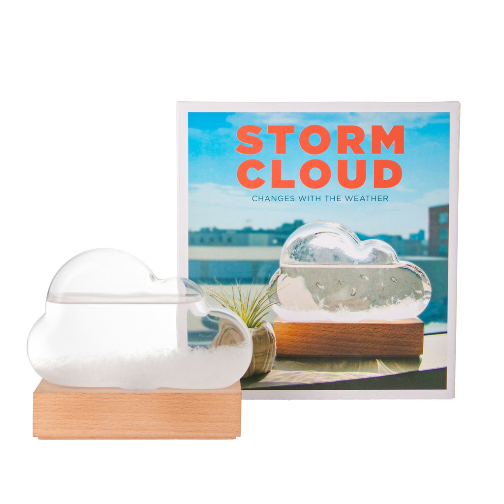 In the 1860s, Admiral Robert Fitzroy popularized the storm glass, which promised to predict storms on the high seas. A modern twist on this classic device, the Storm Cloud is an age-old way of seeing what the weather has in store. The special liquid inside crystallizes to indicate changes in weather. 7.1 x 3.15 x 7.85.