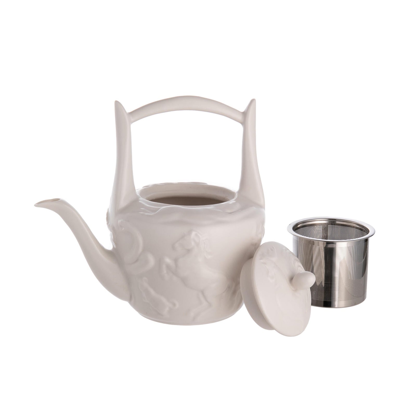 White ceramic teapot on a white background