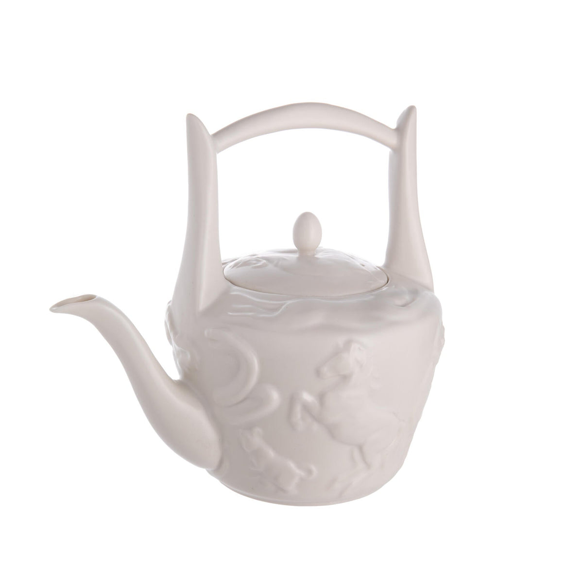 White ceramic teapot on a white background
