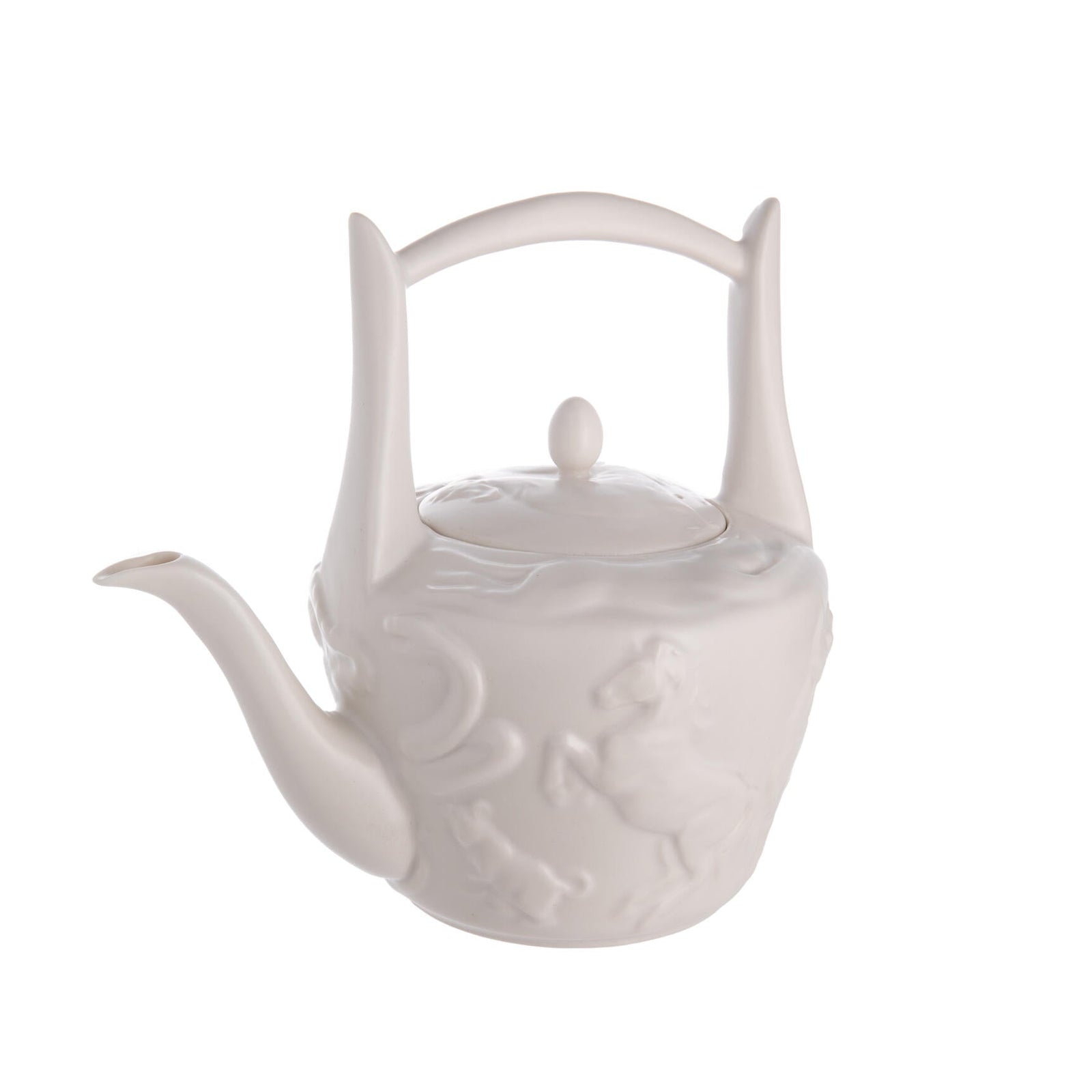 White ceramic teapot on a white background