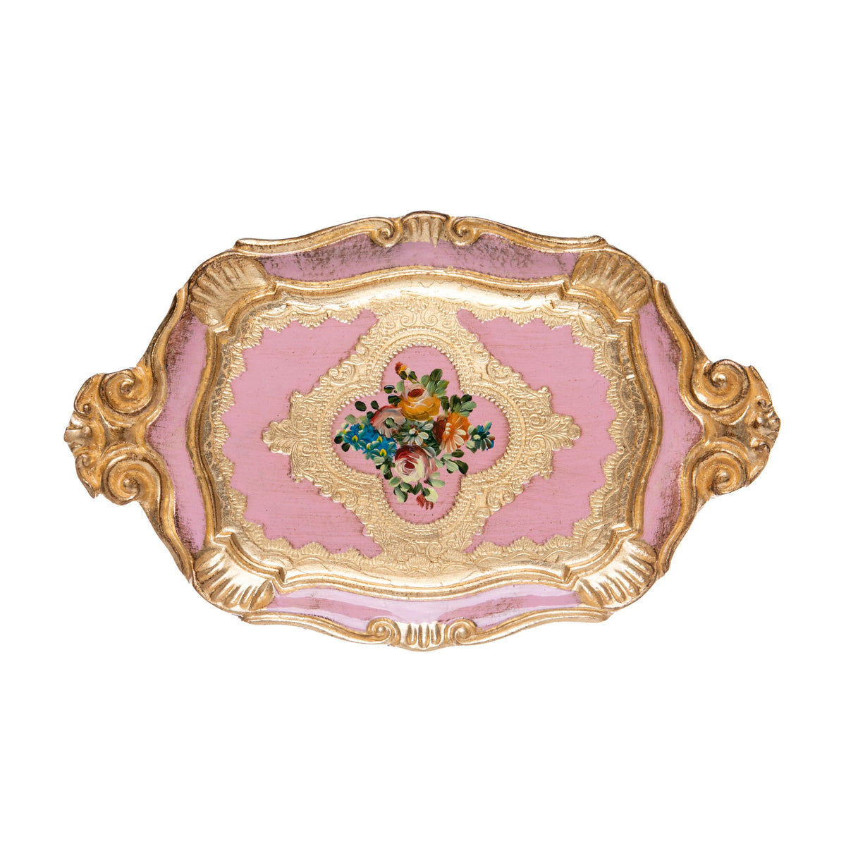 This spectacular mini wooden tray is crafted in Florence, Italy, using the same processes, tools and equipment which have been used in the workshops of Florentine artisans for centuries. Each tray is hand crafted and finished, giving a gorgeously timeless look. Dimensions approx 6&quot; x 9&quot;.