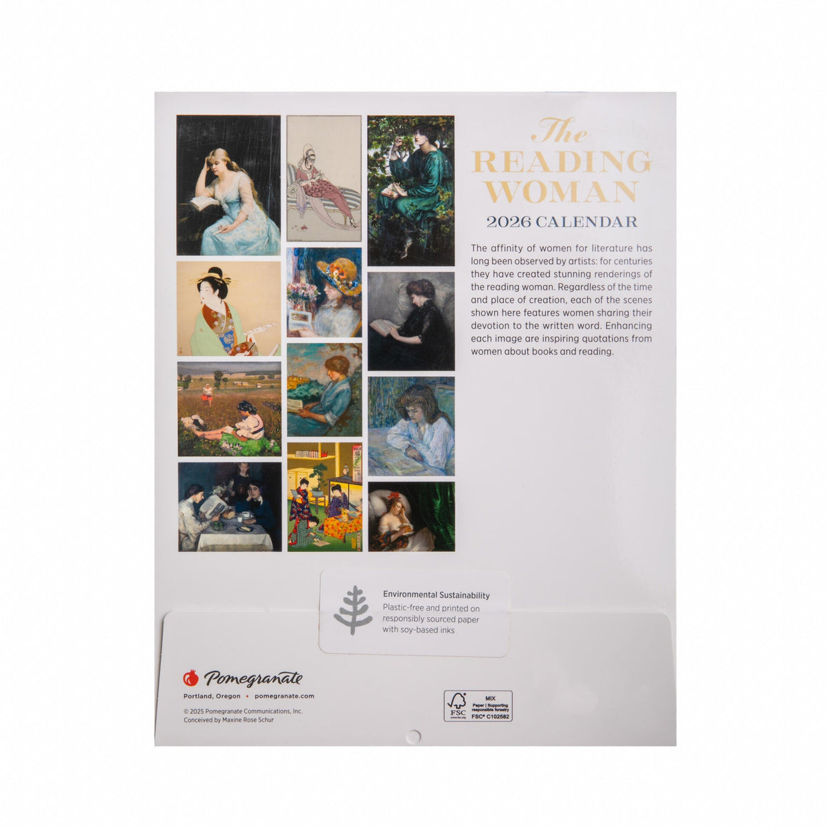 Calendar packaging with images of women and text on a white background